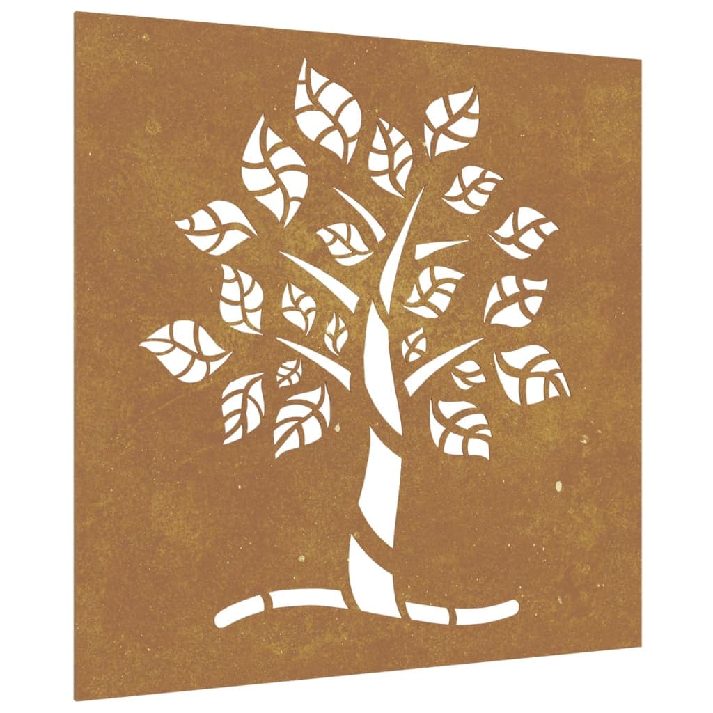 Decorazione da parete per giardino 55x55 cm acciaio corten design albero