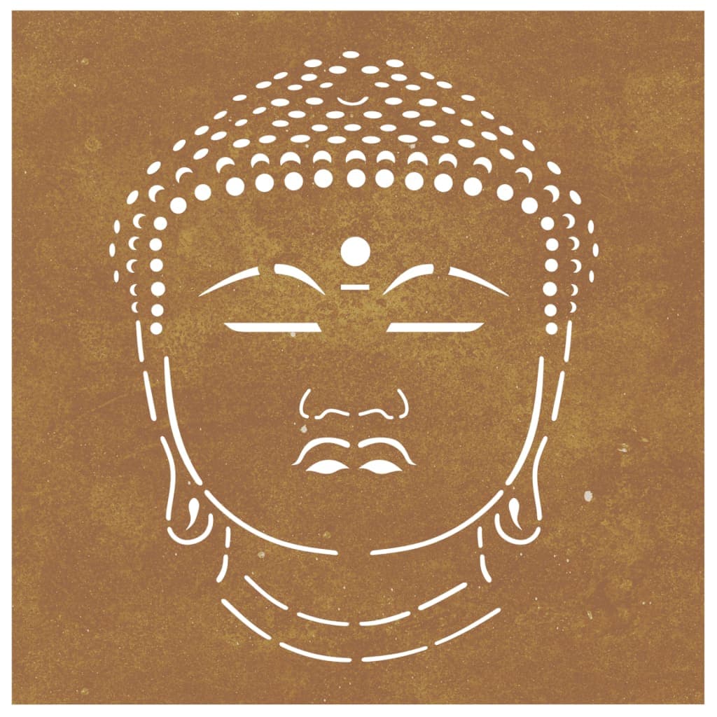Gartenwanddeko Buddha-Kopf Cortenstahl 55x55 cm