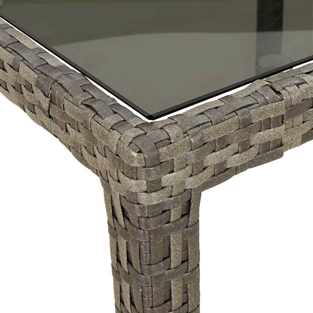 Tavolo da giardino 150x90x75 cm vetro e polirattan grigio