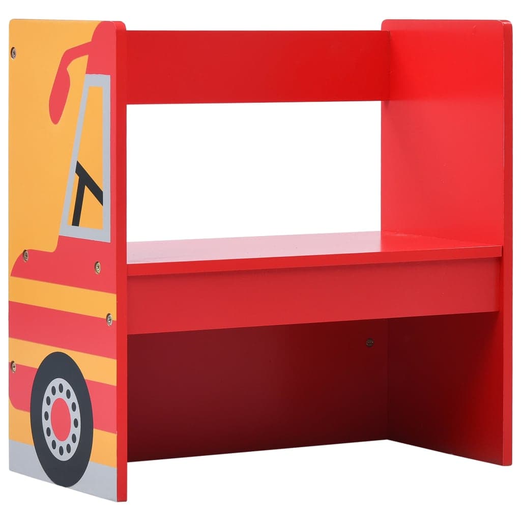 3-teiliges Kindersitz-Set Holz Feuerwehrauto