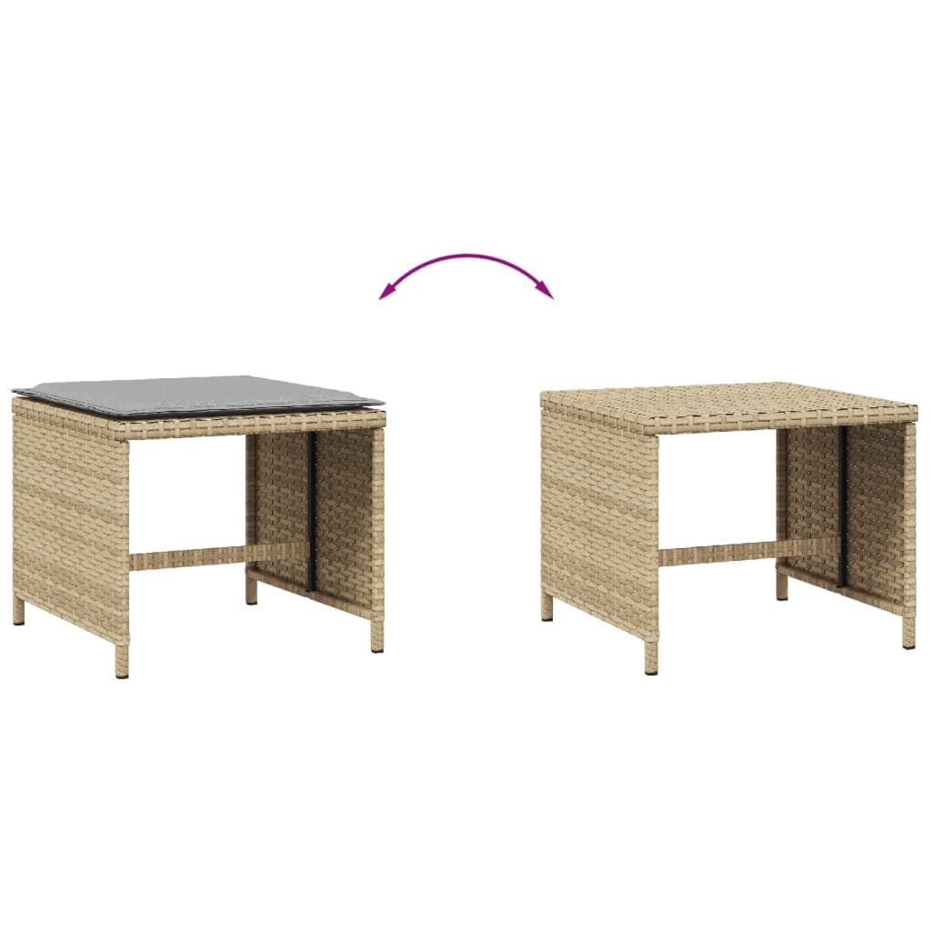 Gartenhocker mit Polster 4er-Set Beige Mix Polyrattan