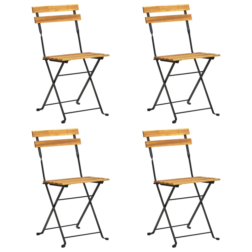 Klappbare Bistro-Stühle, 4er-Set, Akazienholz