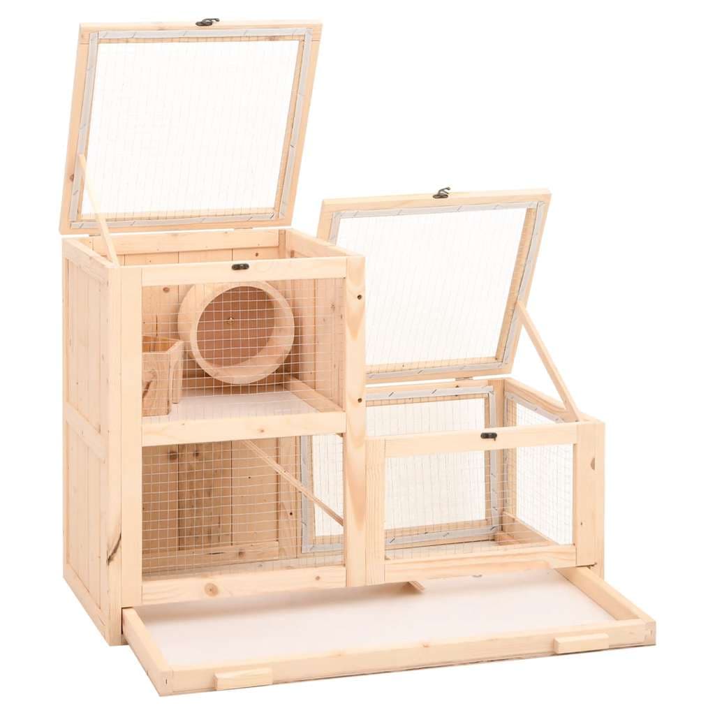 Hamsterkäfig Massivholz Tanne 81x40x60 cm