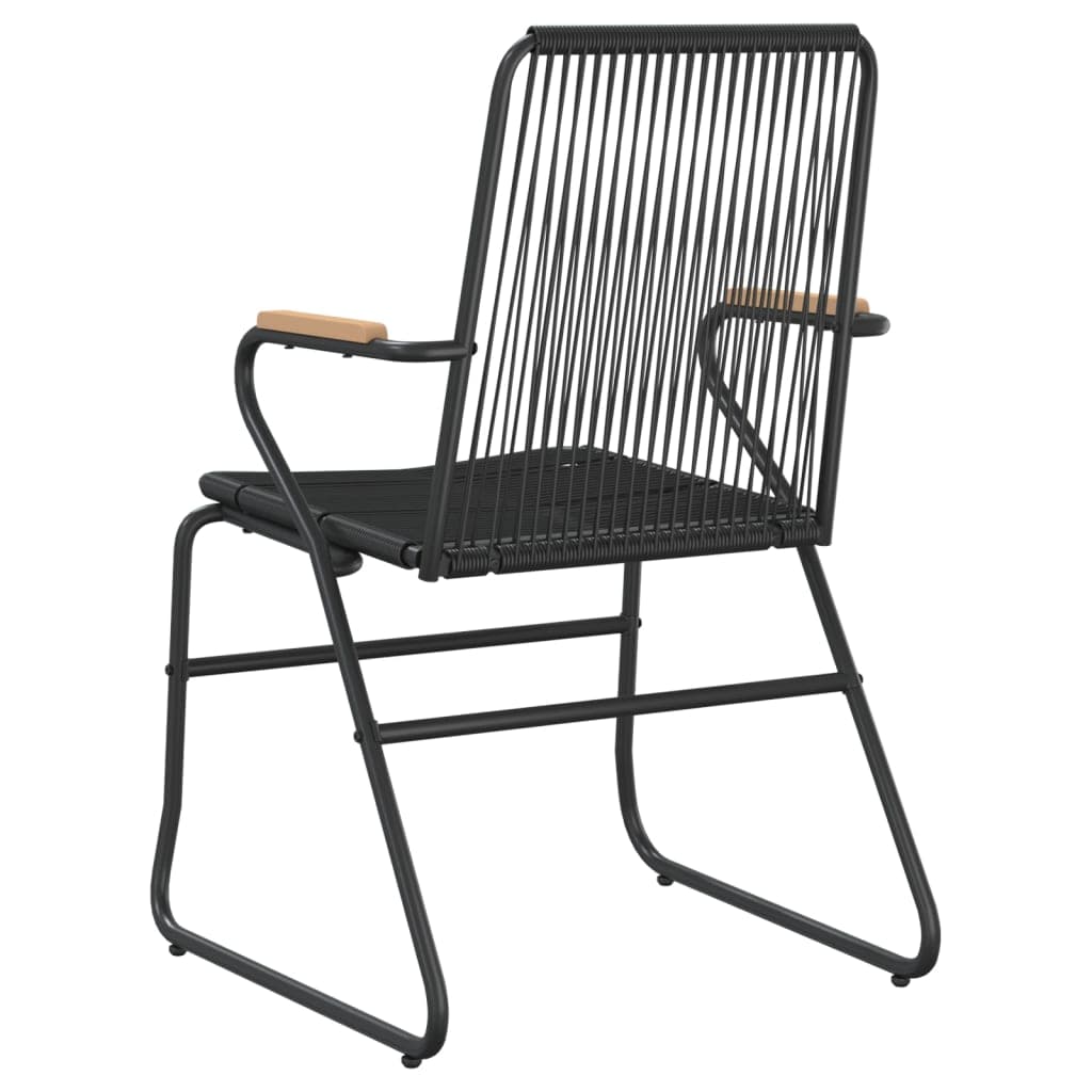 Sillas de jardín set 4 piezas negro PVC-rattan