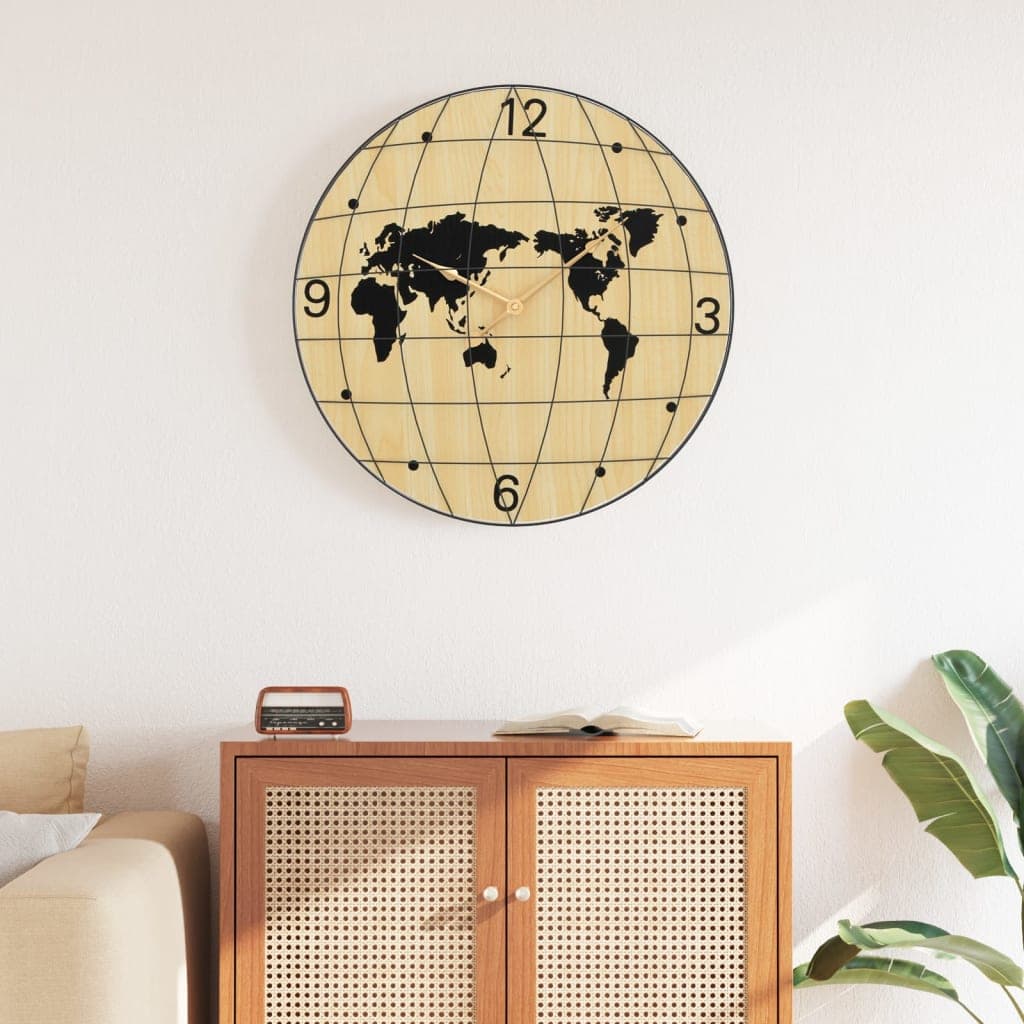 Wanduhr Gelb und Schwarz Ø50 cm Holz