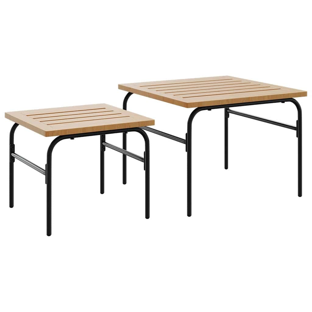 Set di 2 tavolini da esterno marrone e nero
