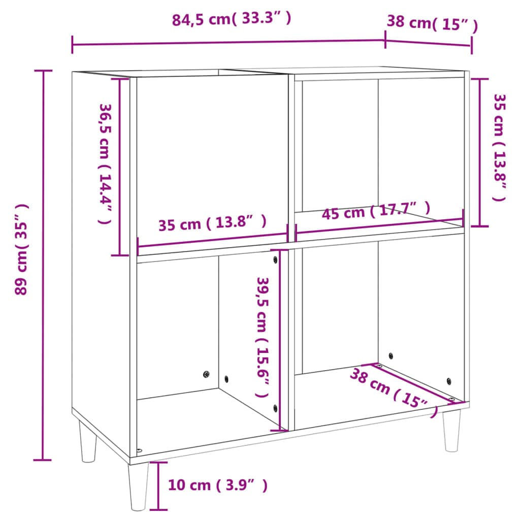 Schallplattenschrank Schwarz 84,5x38x89