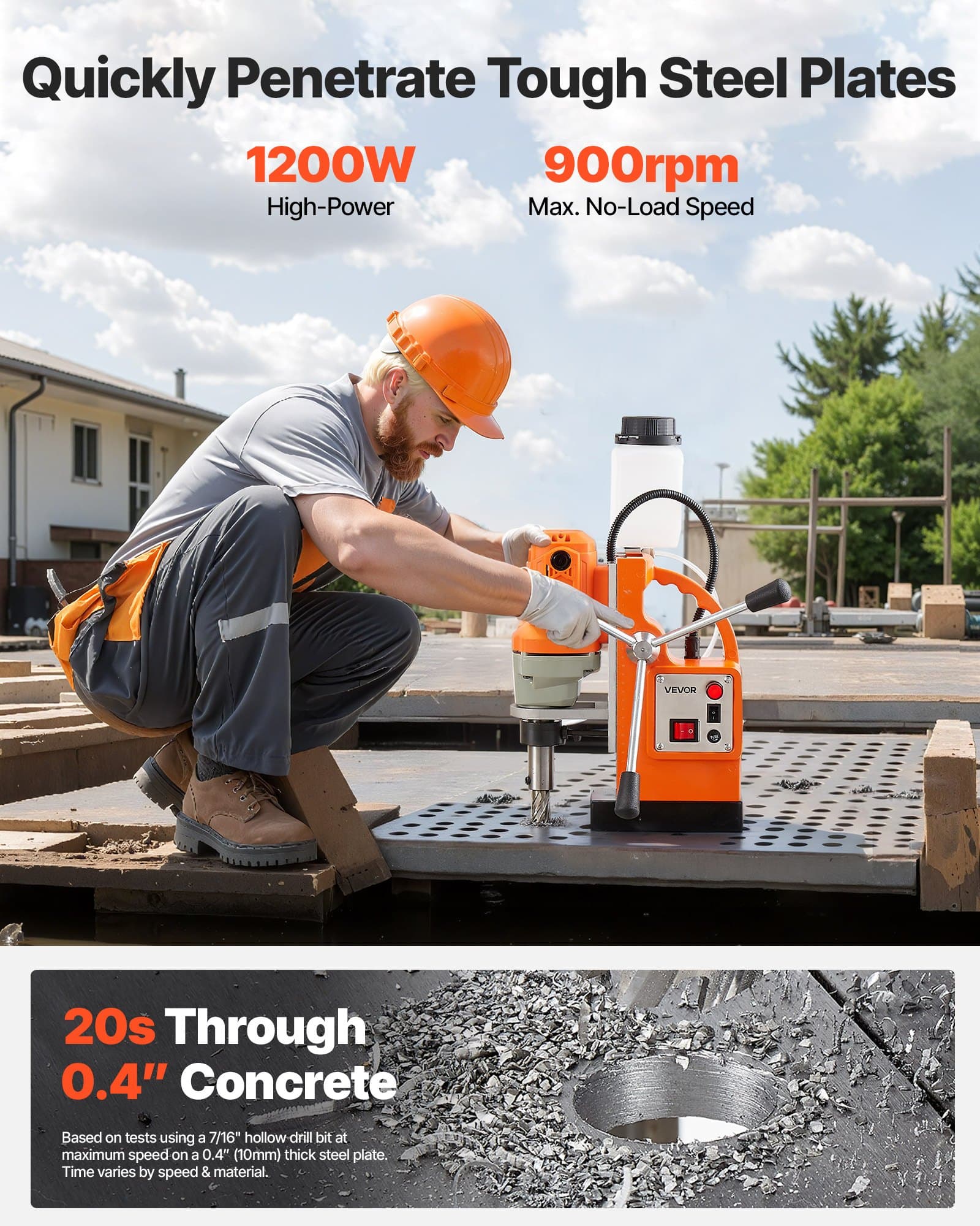 Prensa taladradora magnética Mag Drill Press 1200 W diámetro de taladro 1.5 pulgadas 900 RPM