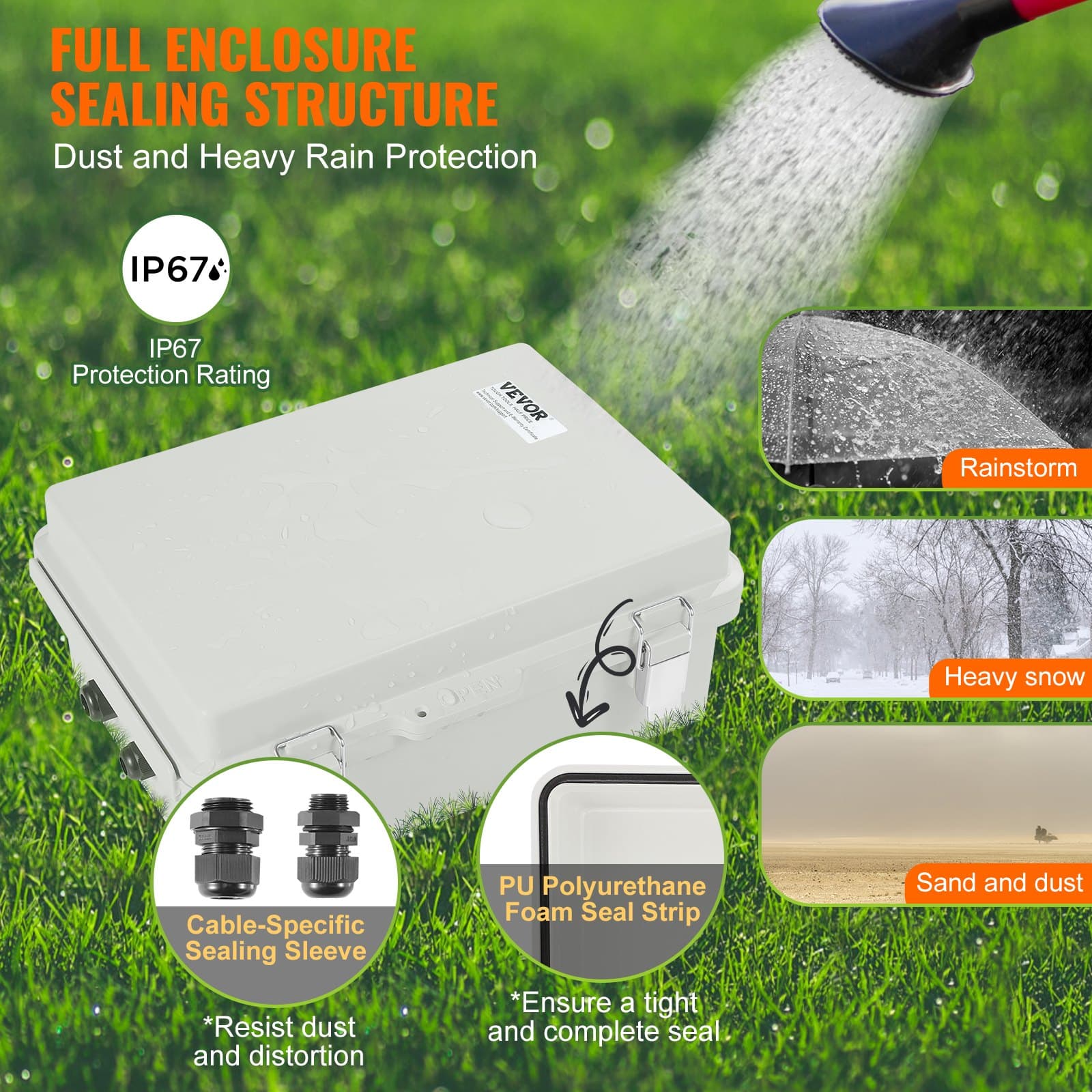 Outdoor Electrical Junction Box, 11.81 X 7.87 X 7.08 In, ABS Plastic Electrical Enclosure Box With Hinged Cover Stainless Steel Latch, IP67 Dustproof