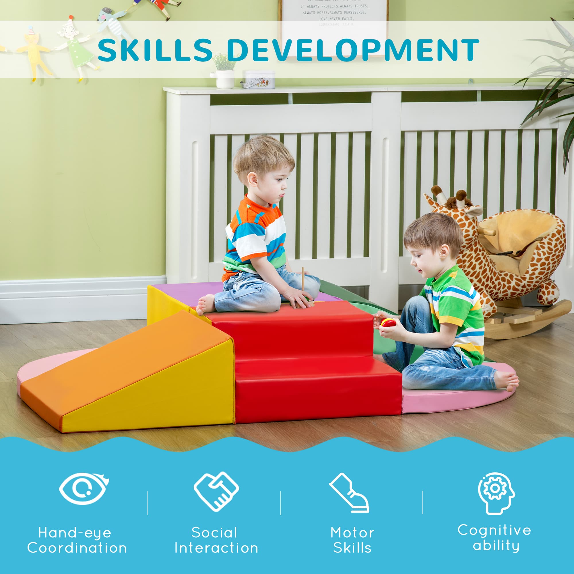 6-teiliger Schaumstoff-Kletterblock-Set fr Kleinkinder (1-3 Jahre), Soft Play Set zum Klettern und Krabbeln, verschiedene Farben