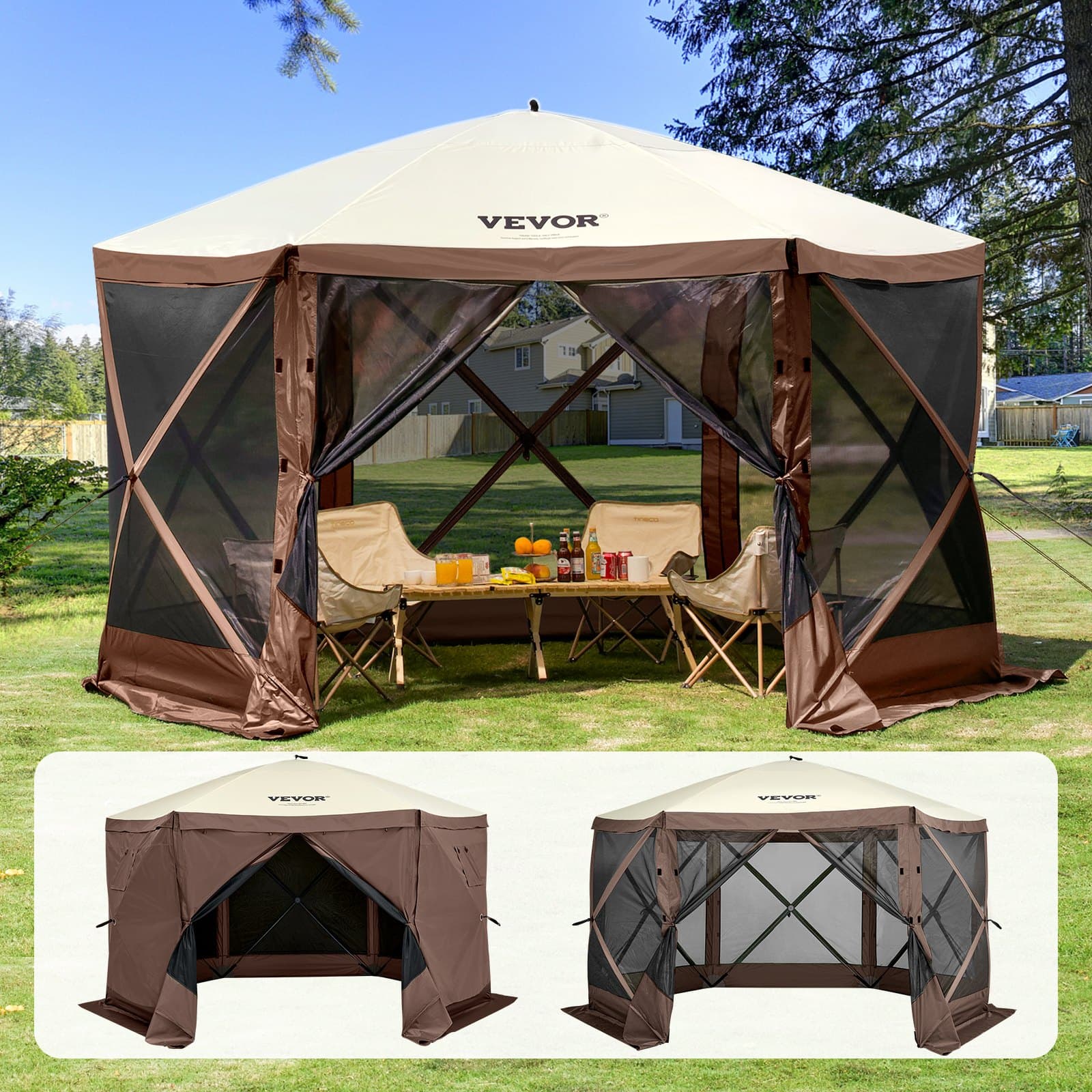 Carpa plegable pabellón de 12,5 x 12,5 pies con ventanas de malla