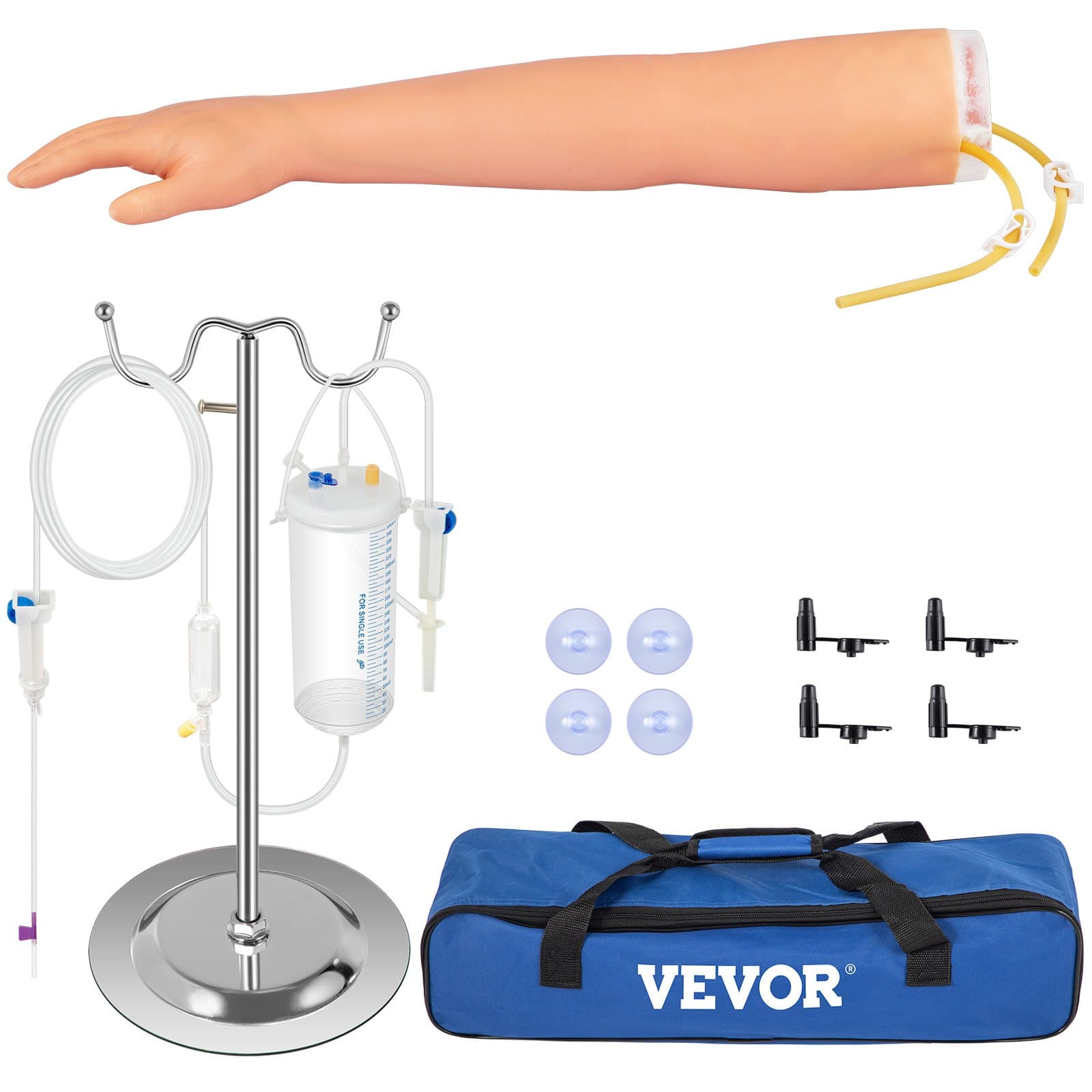 Kit de phlébotomie, bras d'entraînement IV 12 pièces. Kit de pratique de bras de phlébotomie 40-70 cm de hauteur, bras d'entraînement pour injection intraveineuse