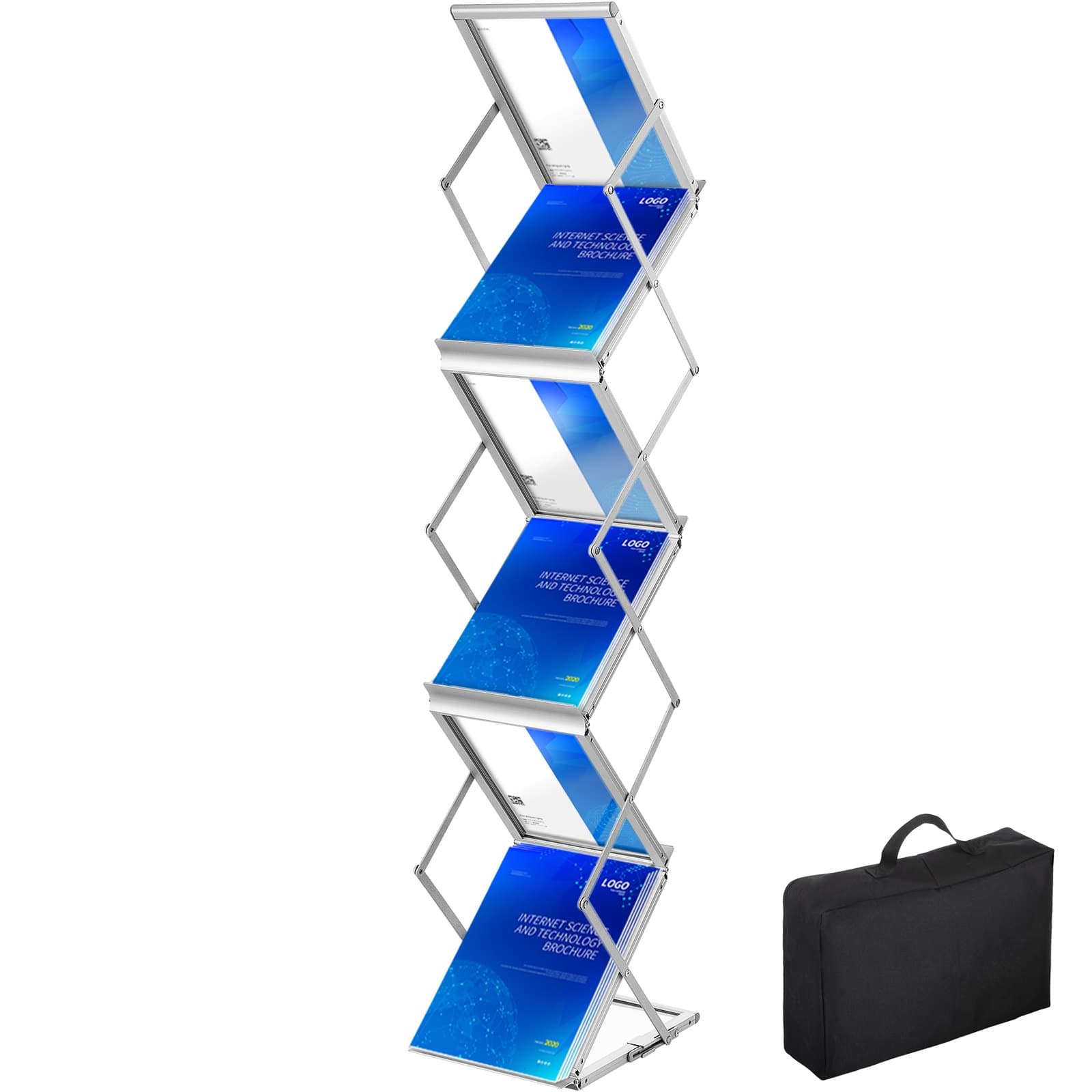 Pop-Up-Magazinständer aus Aluminium mit 6 Taschen