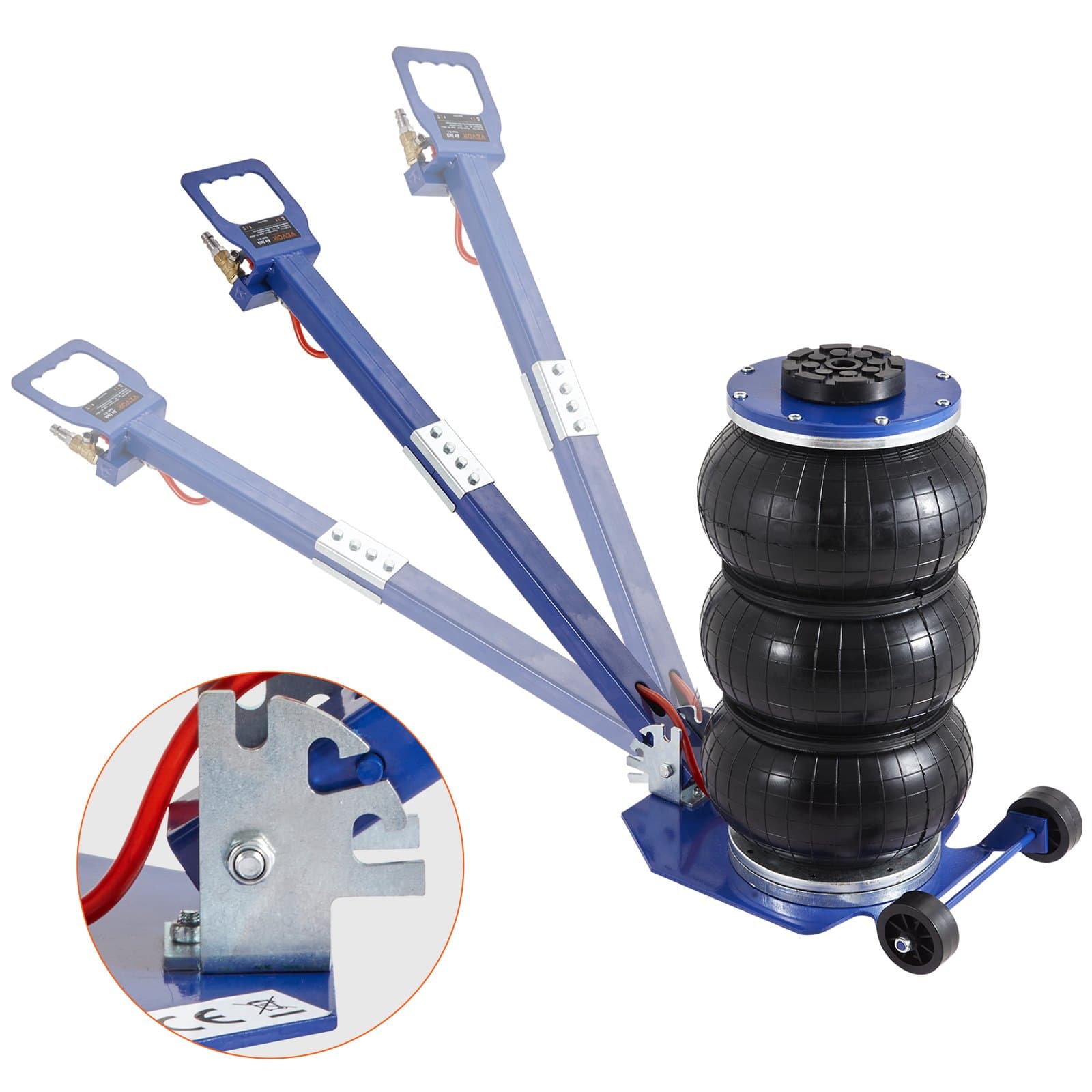 Gato neumático Air Jack 3 T, Azul Triple bolsa elevador de aire 140-450 mm altura de elevación gato de aire tipo saco, 5 minutos H