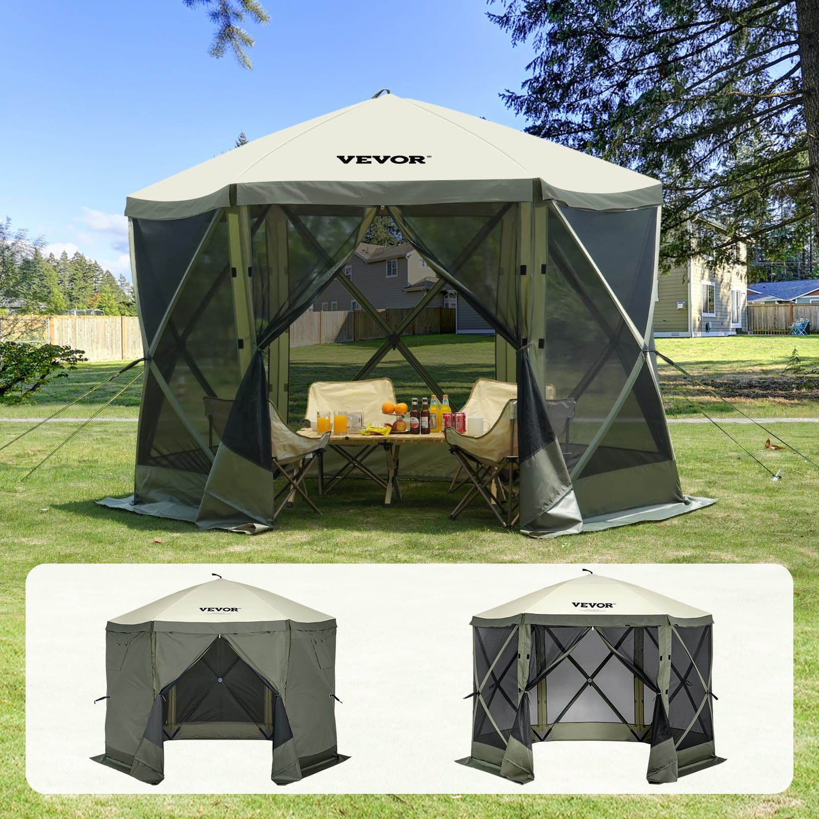 Tente pavillon pop-up 3x3 m avec moustiquaire