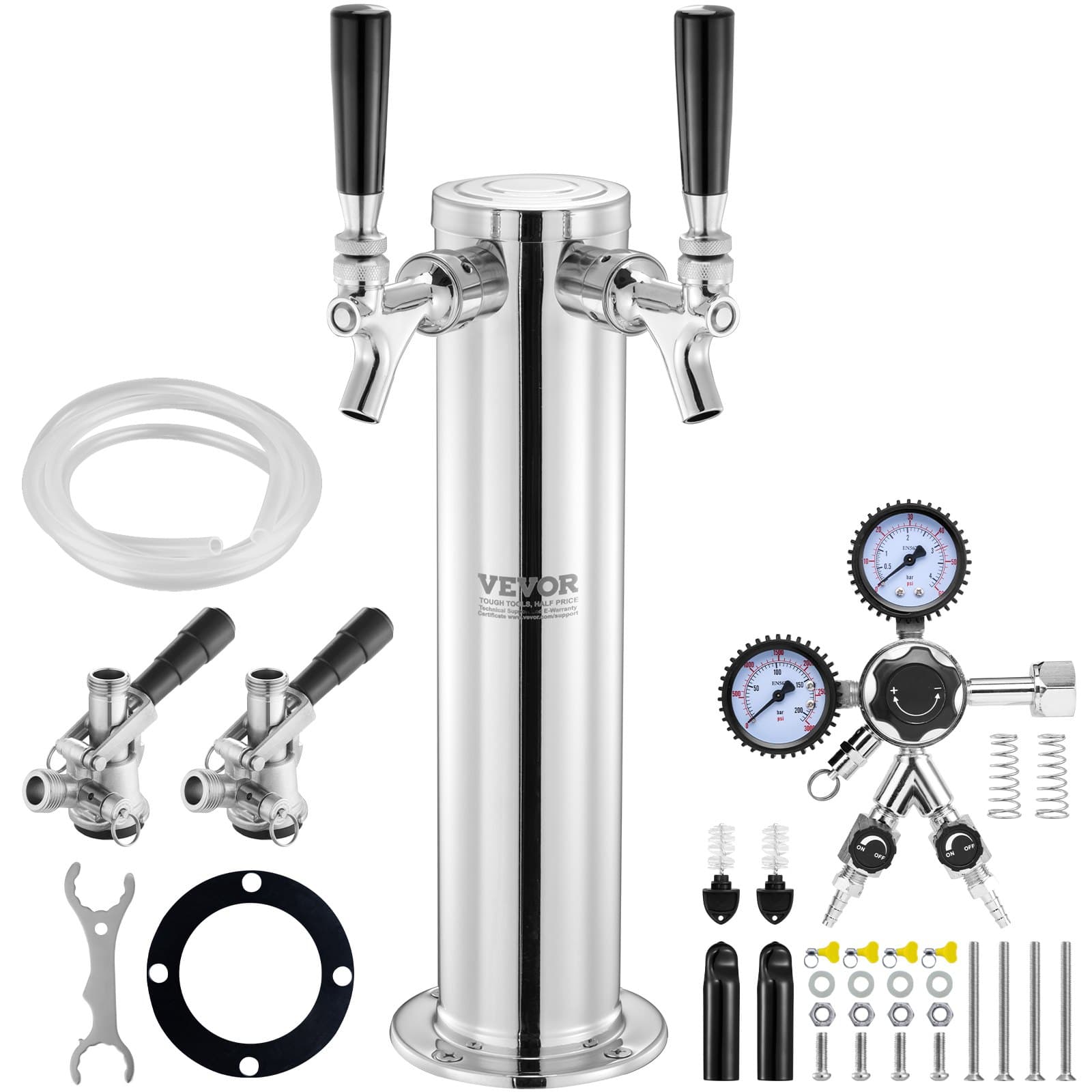 Stainless Steel Beer Tower with Two Taps