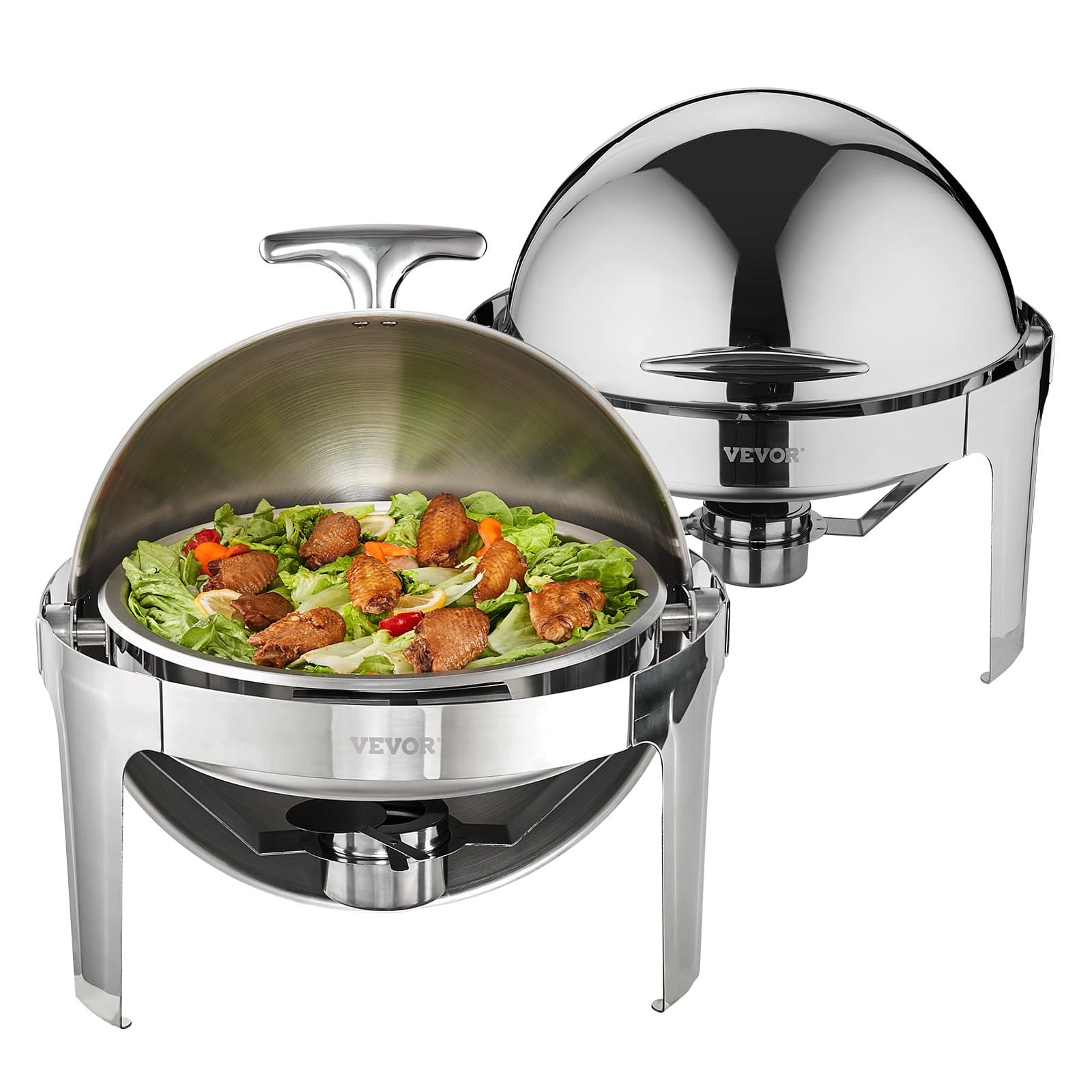 2-Piece Chafing Dish Set with Roll-Top Lids, 5.5 L, Stainless Steel