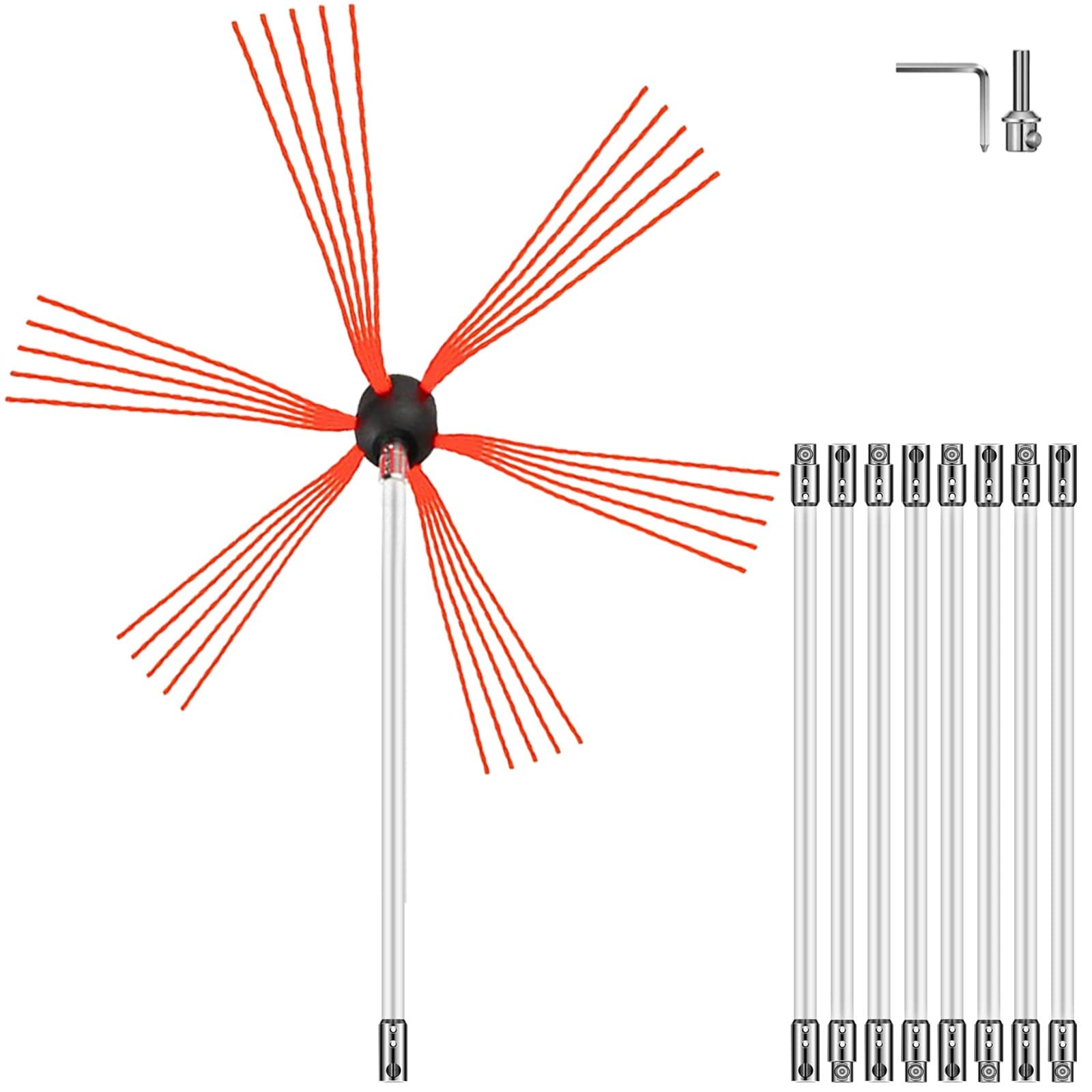 Schornsteinbürste 9 m mit 30 mm Bürstenlänge