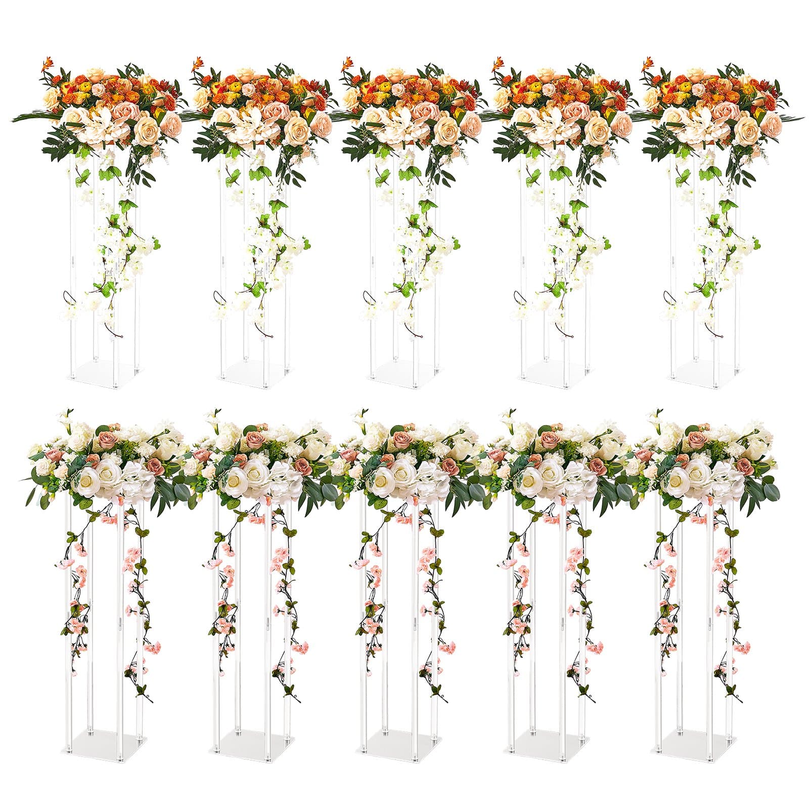 10er-Set Blumenhocker Eckig 20x20x60 cm Acryl Beistelltisch