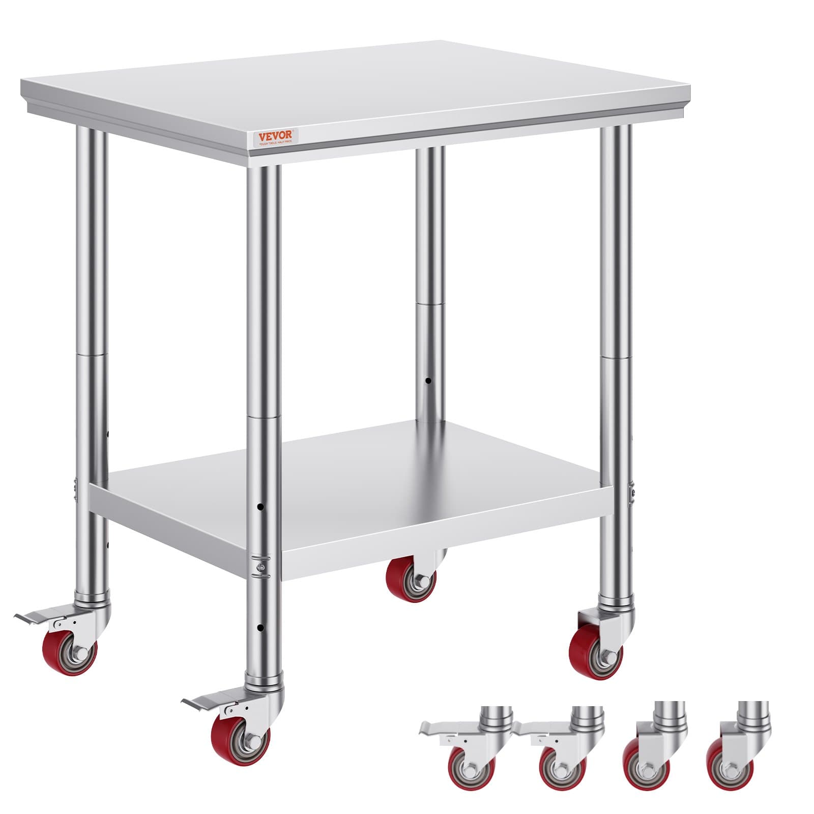 Rolling Stainless Steel Work Table for Commercial Kitchens