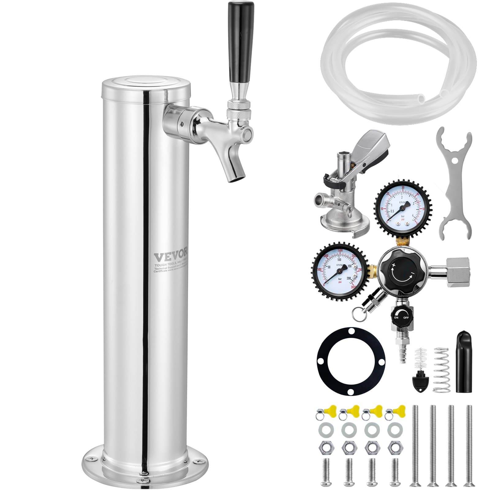Single Tap Beer Conversion Kit Stainless Steel Regulator