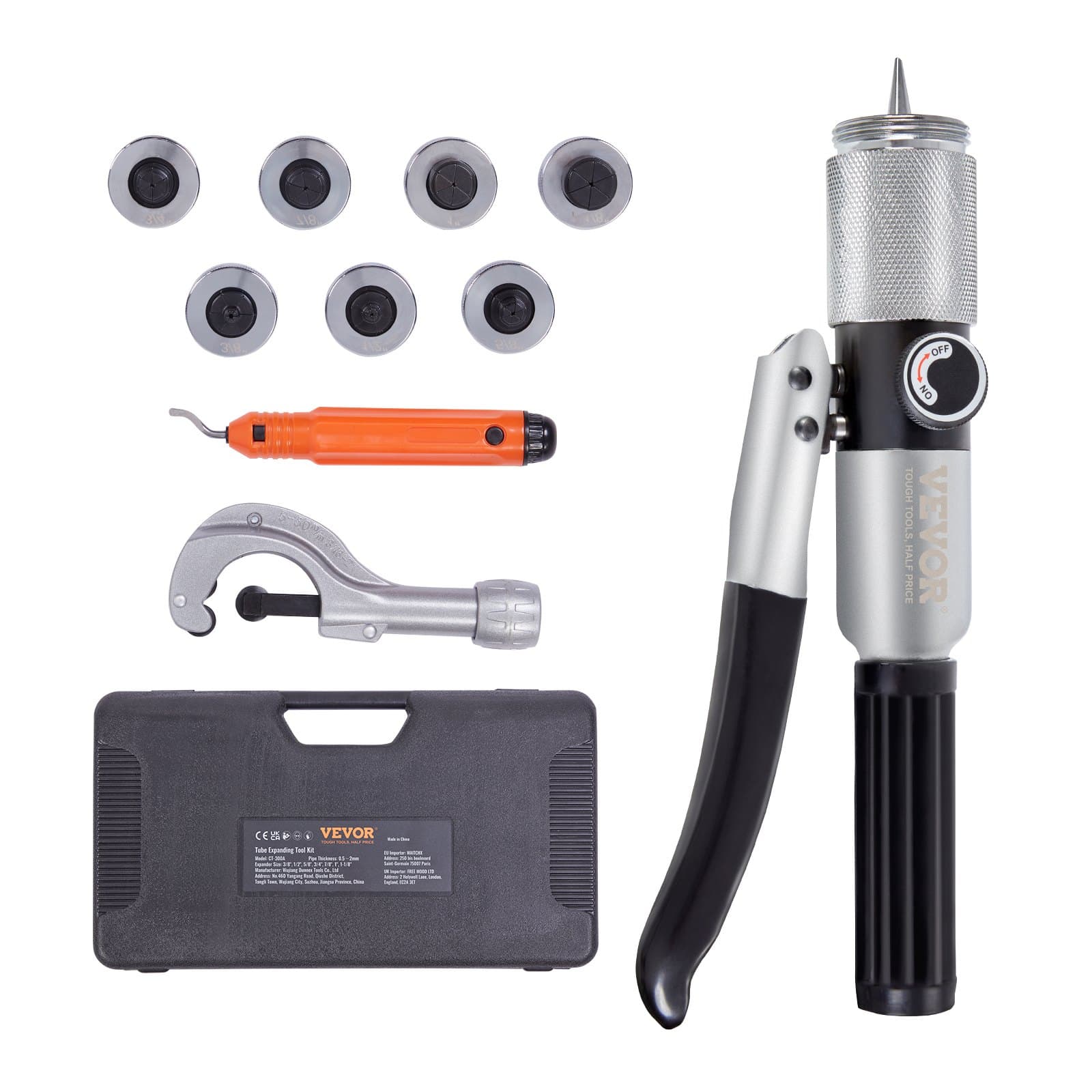 Hydraulischer Rohraufweiter-Set mit 7 Matrizen und Rohrschneider