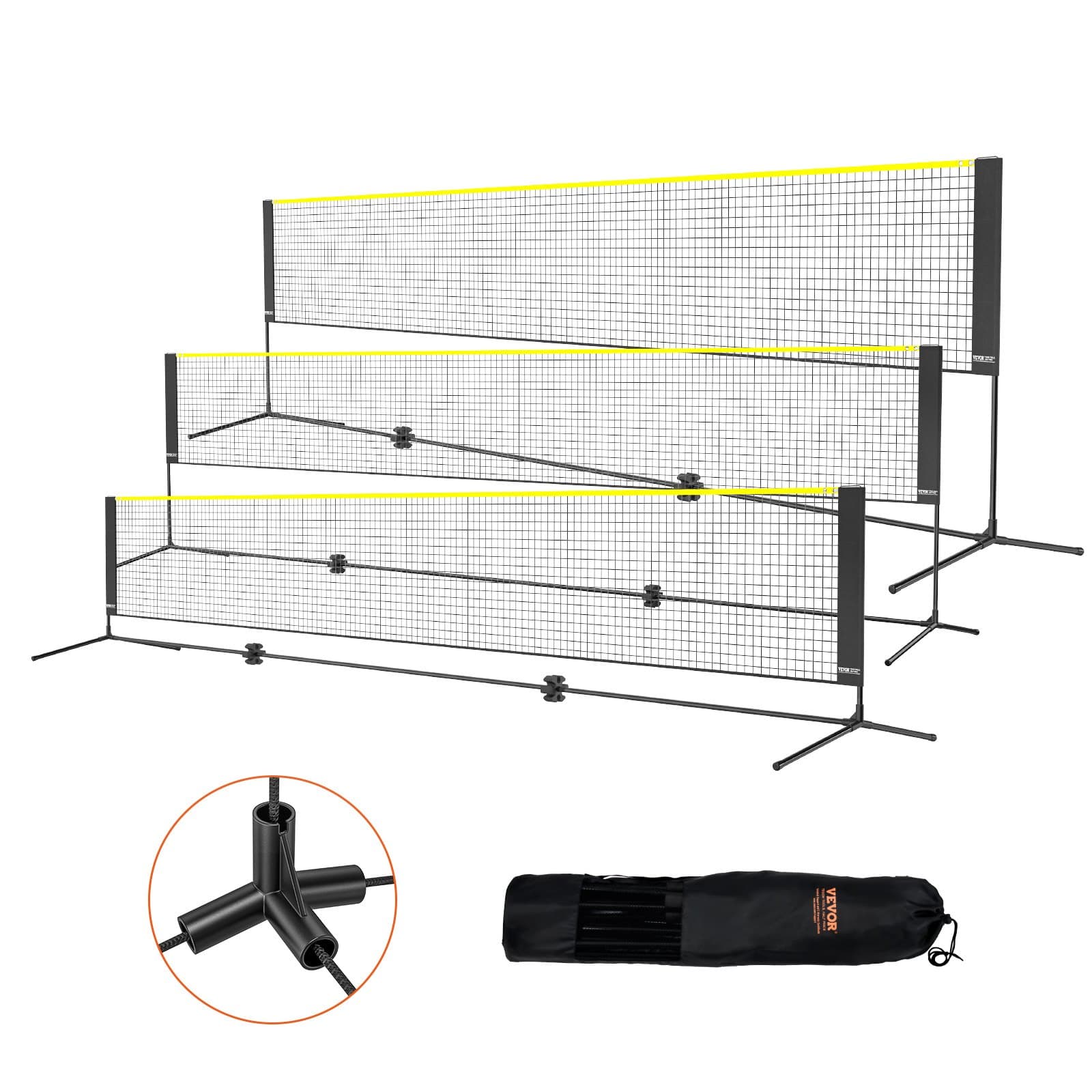 Höhenverstellbares Multisportnetz 5,2 m mit Stangen, Ständern und Tragetasche
