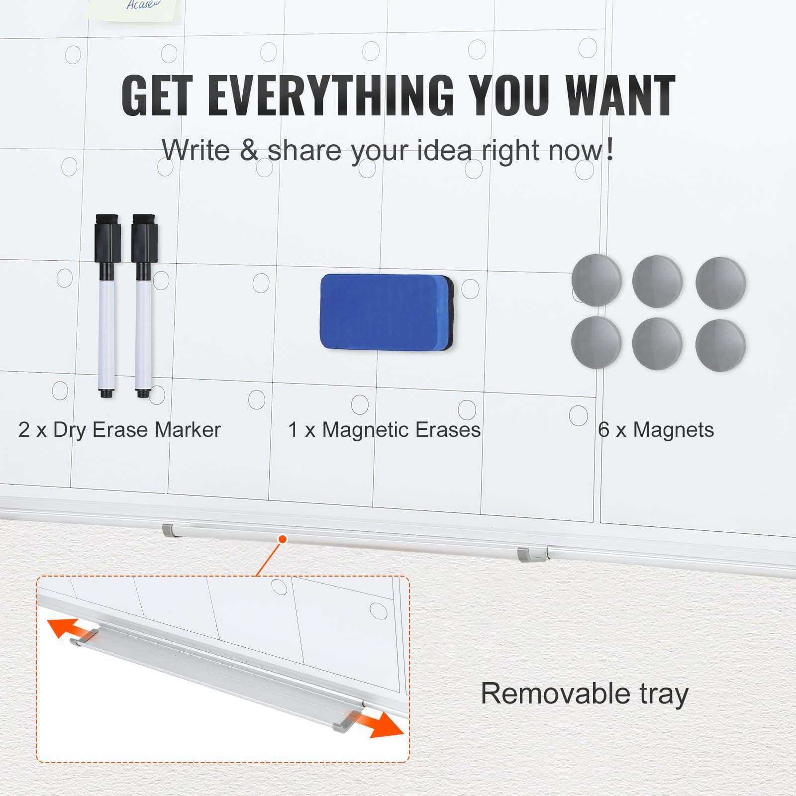 Whiteboard Magnettafel 915 x 610 mm mit Zubehör