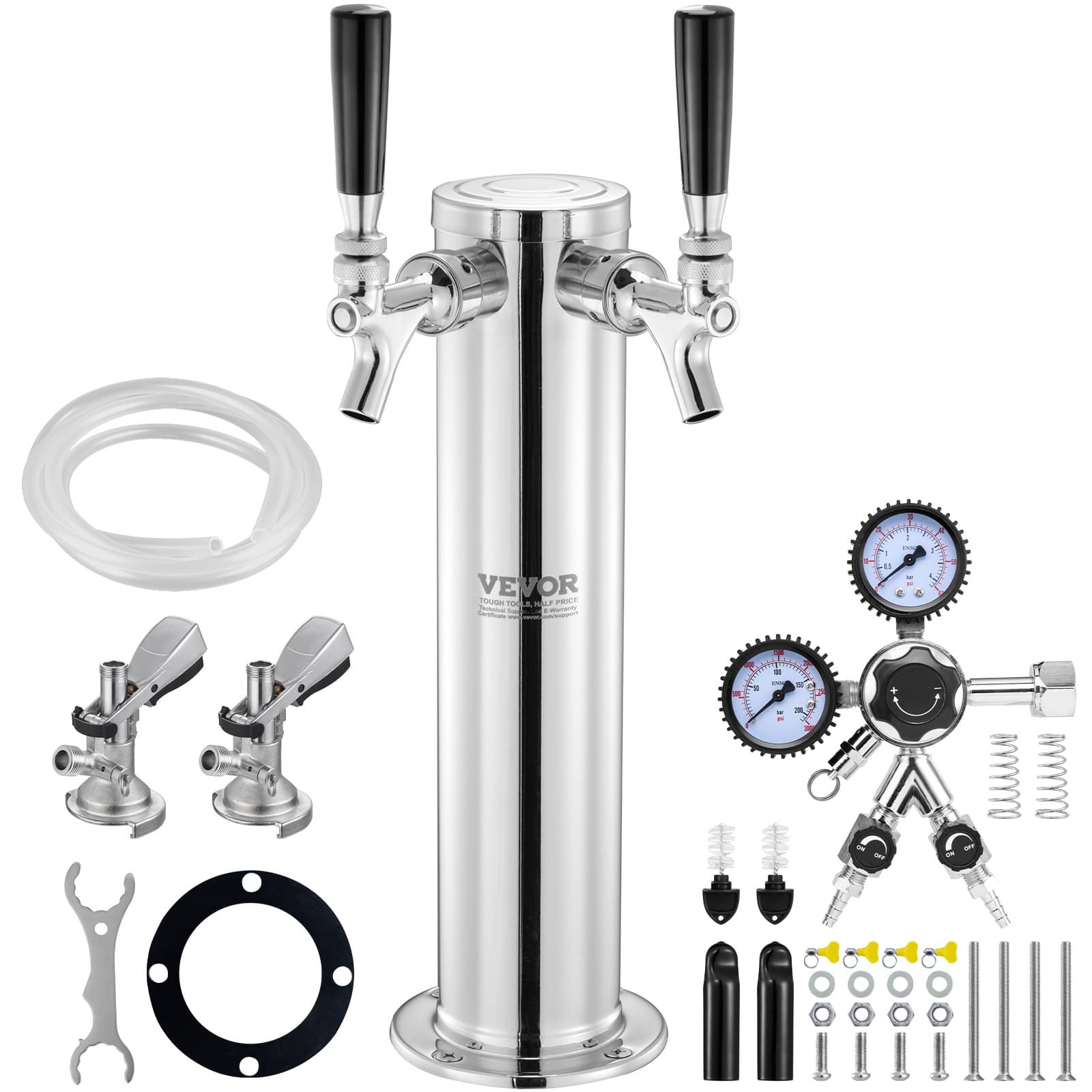 Kegerator Tower Kit with Two Stainless Steel Taps