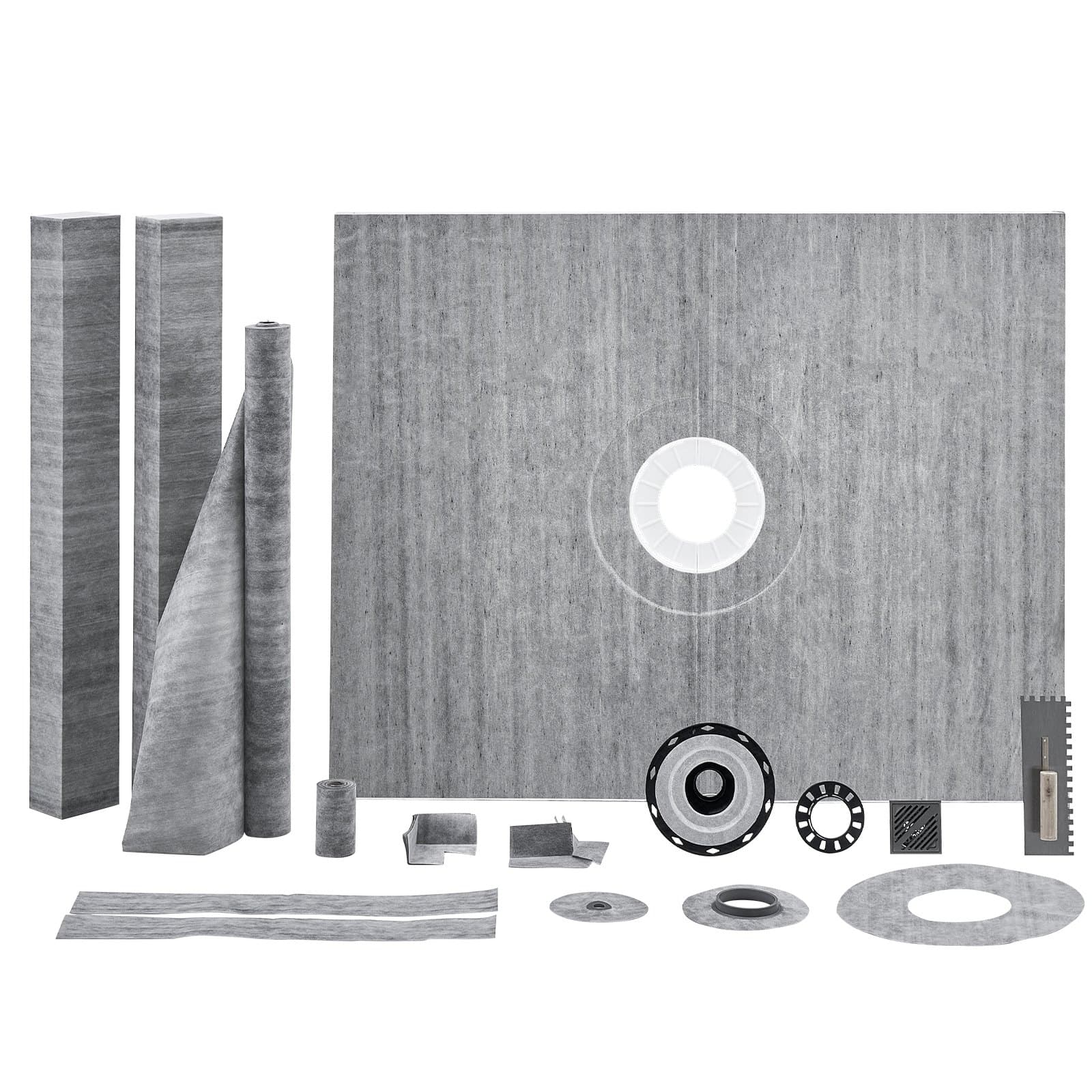 Juego de borde de ducha 1219 x 1524 mm con brida central de PVC