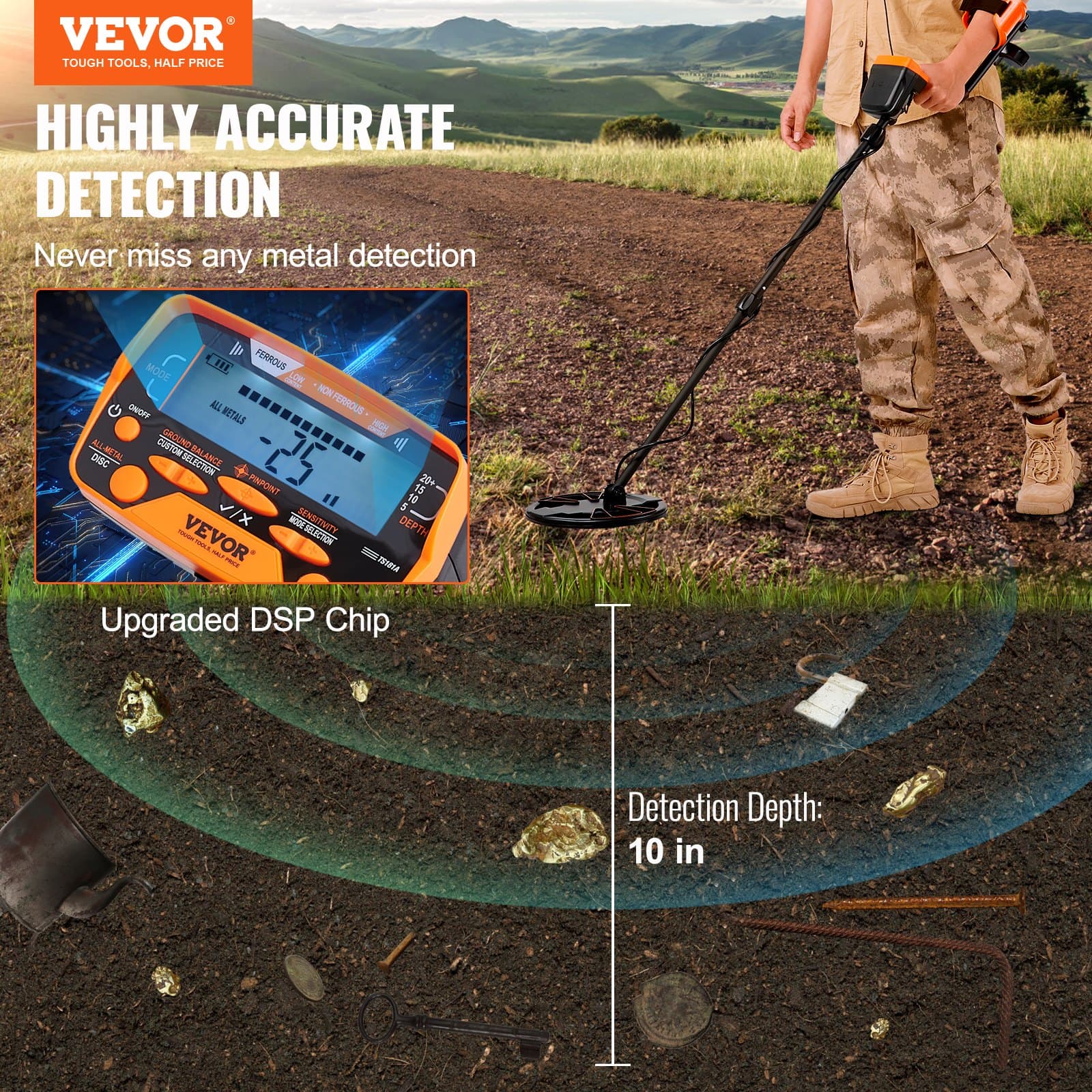 Detector de metales multifuncional para adultos con accesorios