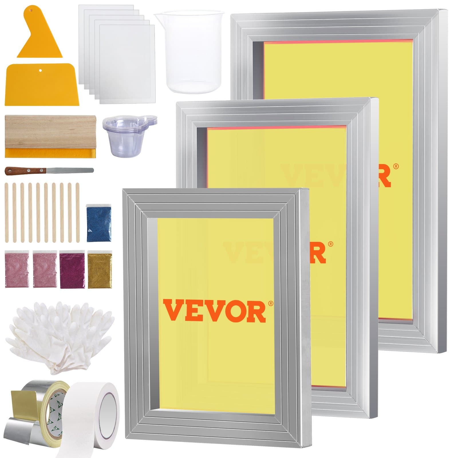 Kit serigrafia con 3 telai in alluminio e accessori