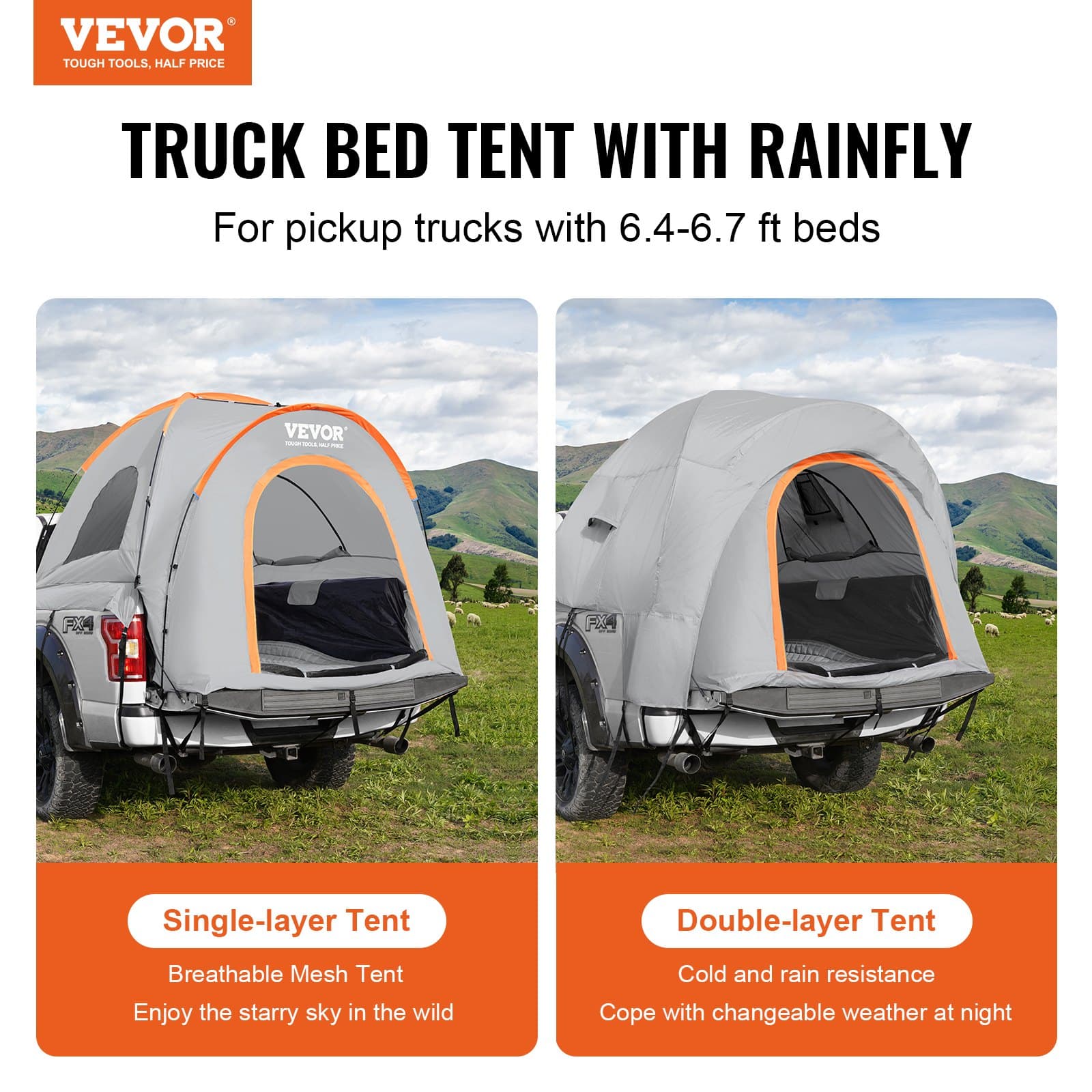 Tienda de techo para pickup y camión, 200 x 165 x 170 cm, doble capa
