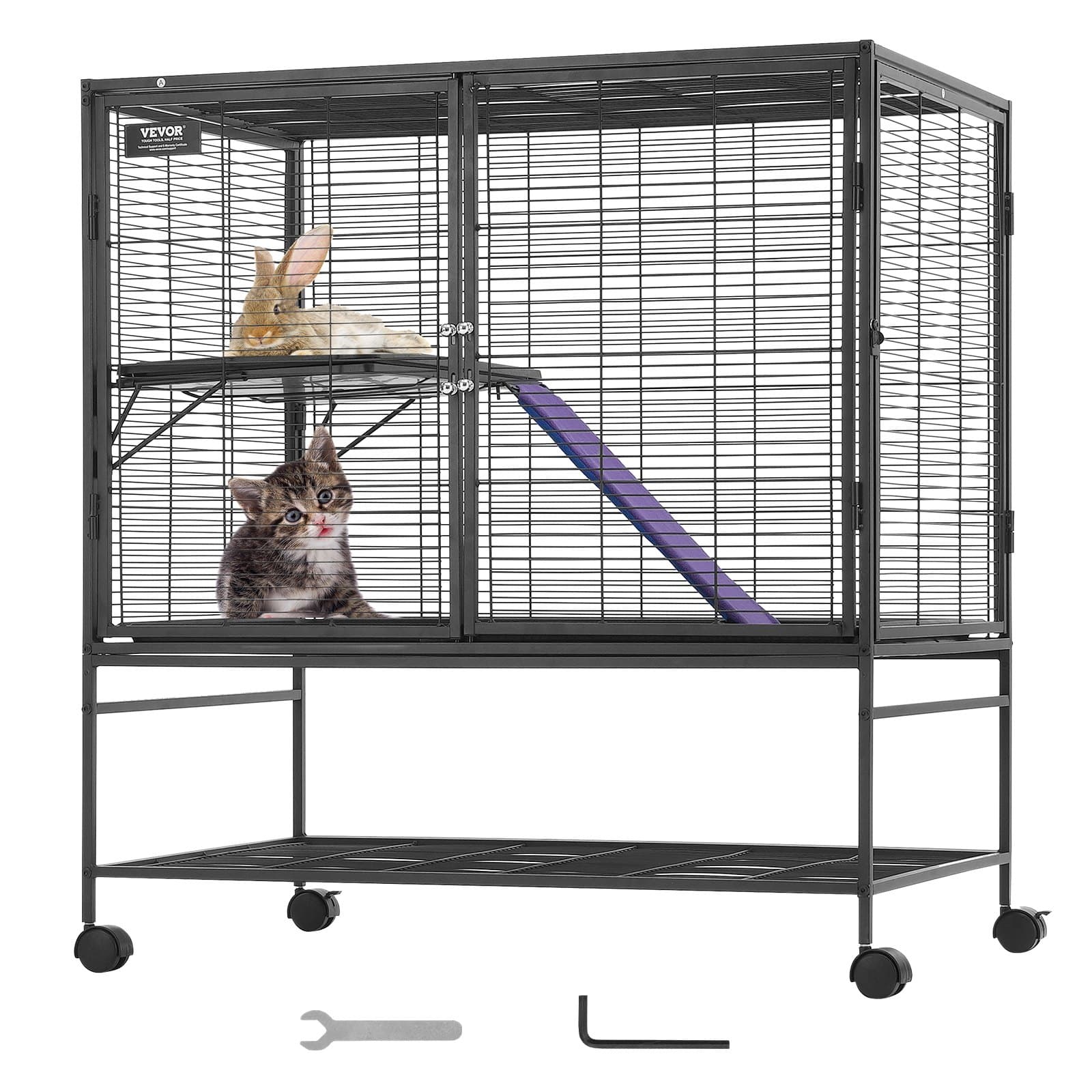 Rollender Kleintierkäfig Eisen 2 Etagen 99 cm