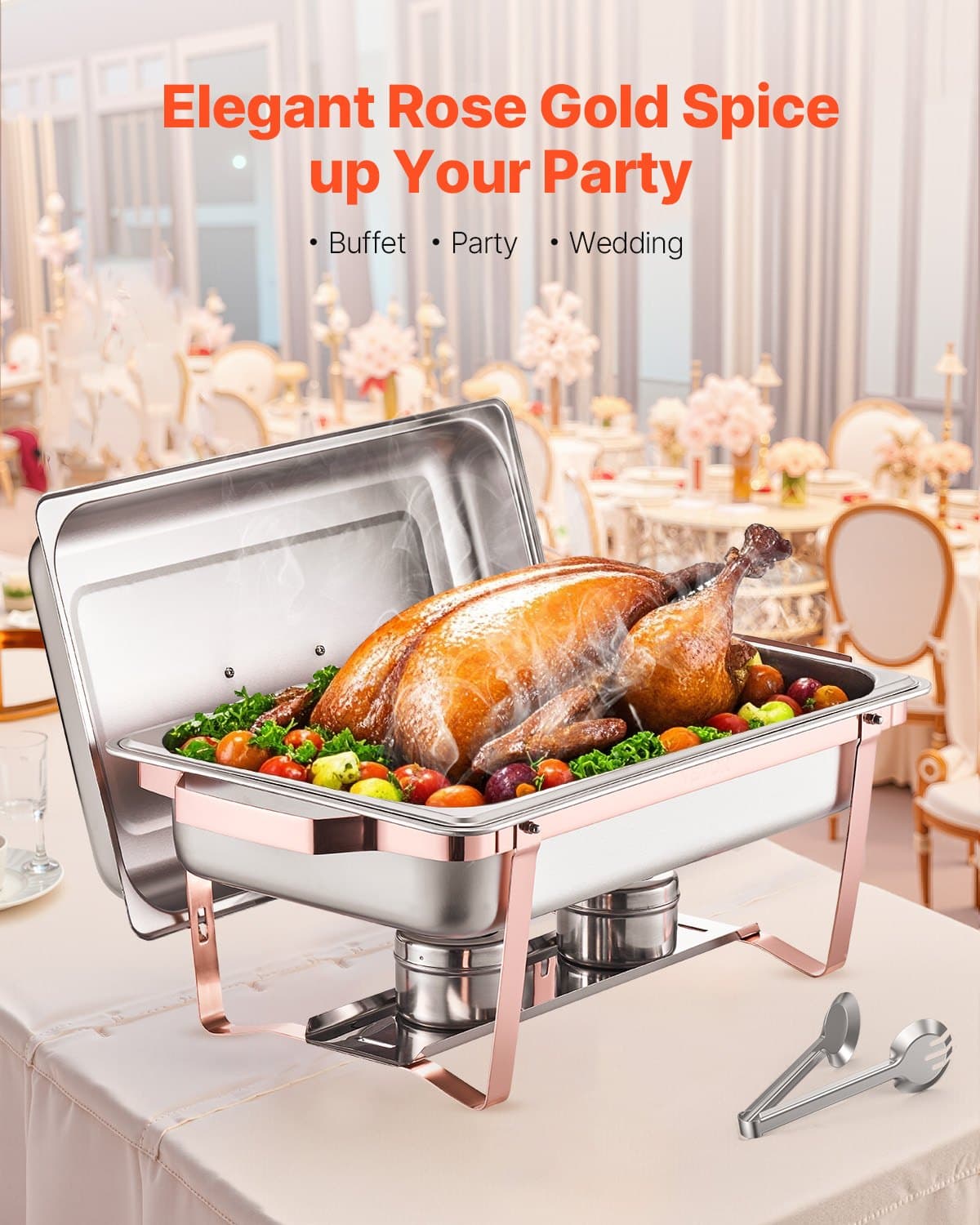 Chafing Dish Set de 2 chauffe-plats en inox rose