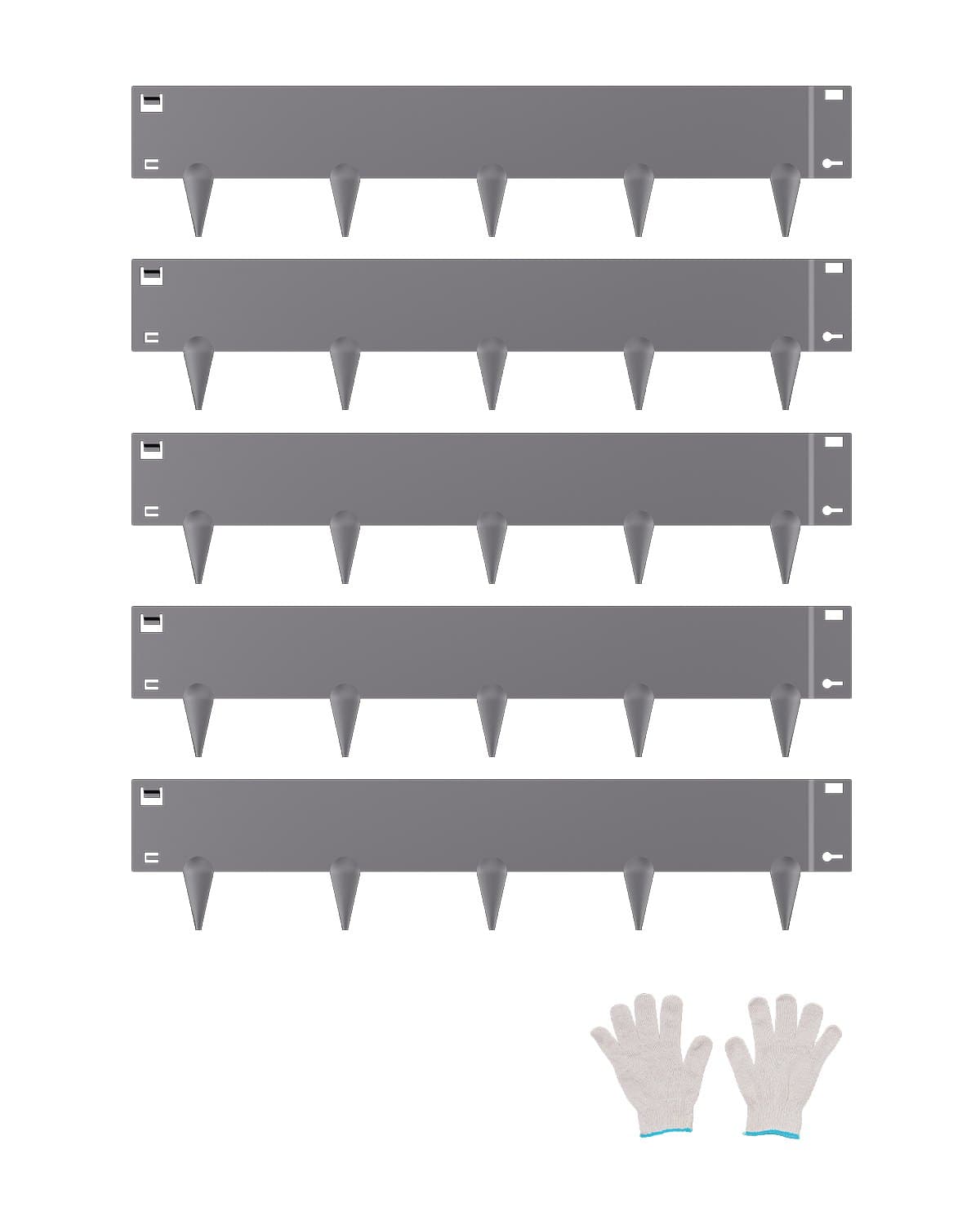 Rasenkante 5er-Set, 990x207x1,5 mm, dunkelgrau