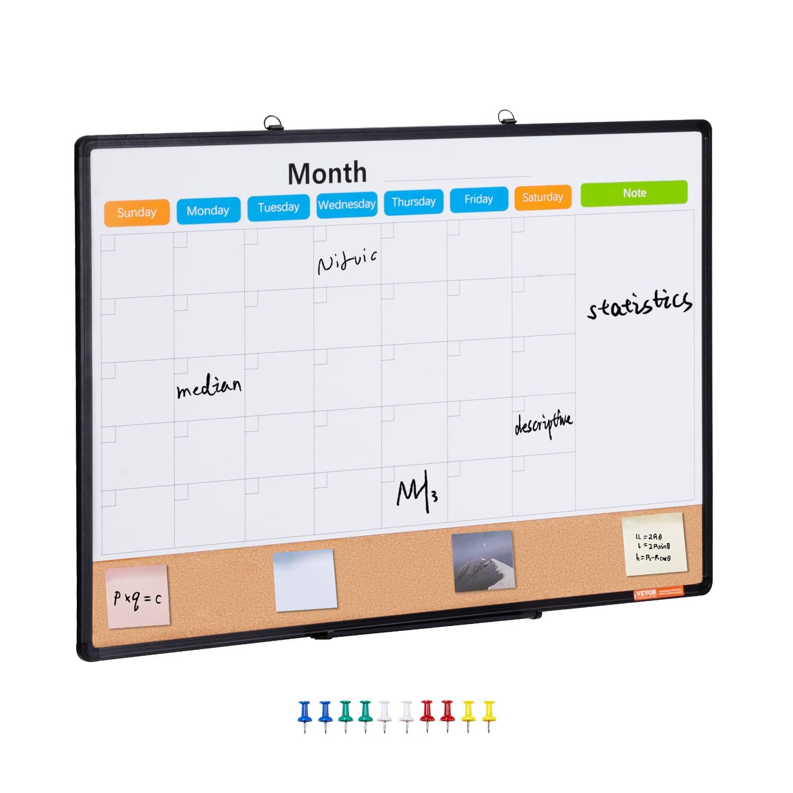 Monatskalender-Whiteboard mit Korktafel und Aluminiumrahmen