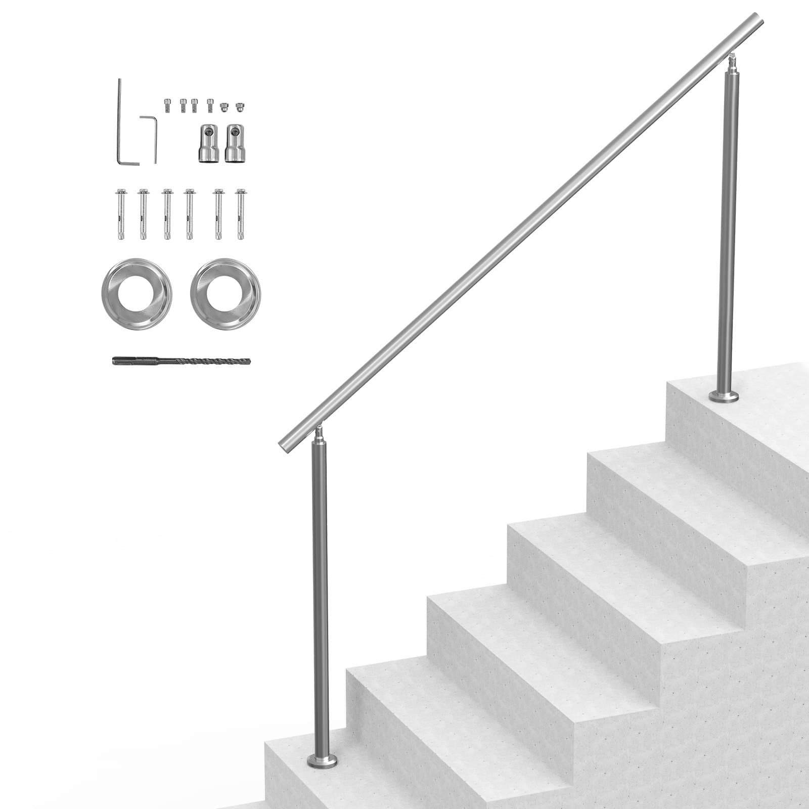 Handlauf-Set für Außentreppen, 180 cm, Edelstahl