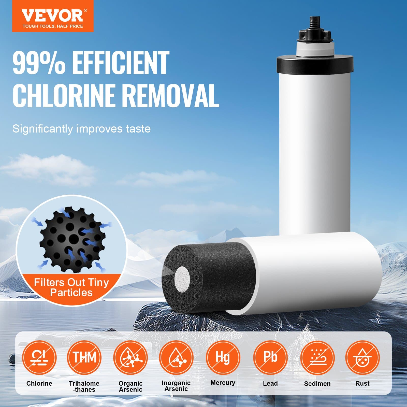 Système de filtration d'eau gravité inox, 7,8 + 8,5 L