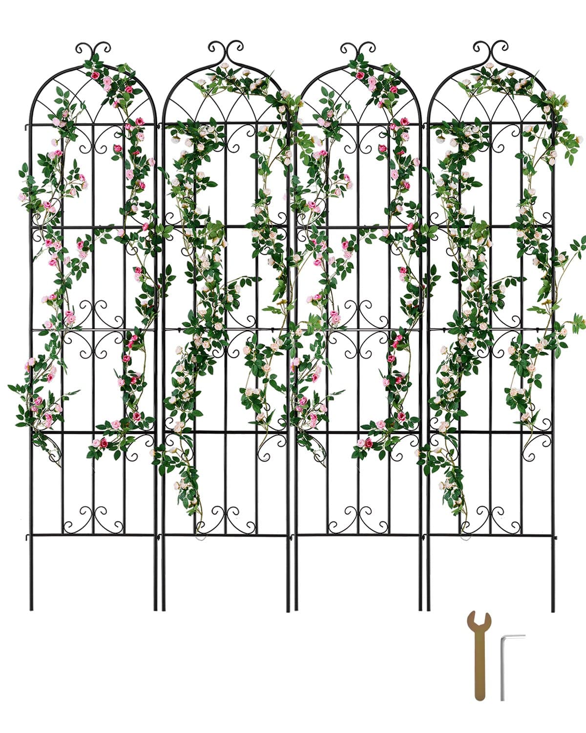 Rankhilfe für Kletterpflanzen, 51x220 cm, 4er-Set Metallspalier