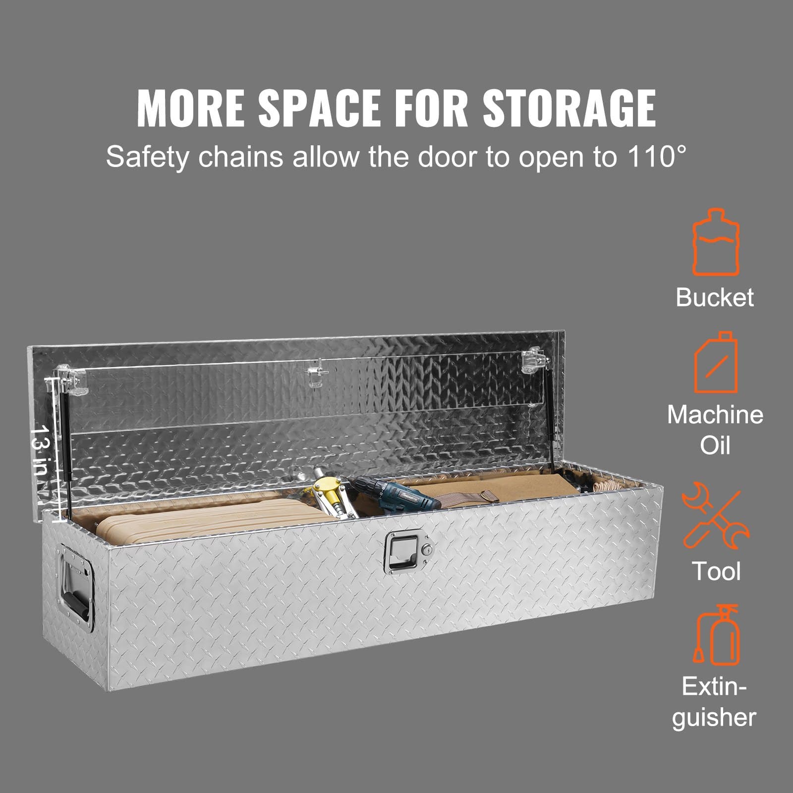 Caja de herramientas con cerradura para camión, 177 L