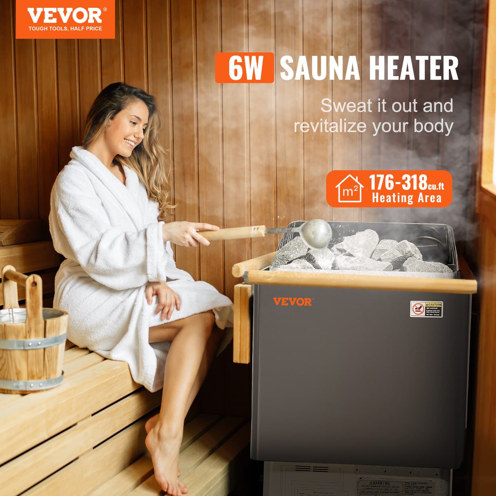 Sauna chauffante portable 6 kW, 400 V, avec minuterie
