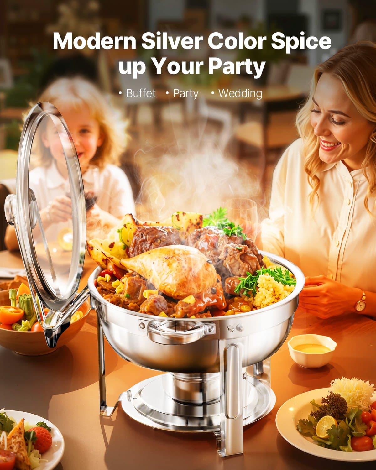 Chafing Dish Buffet Warmer 2 Full-Size Pans
