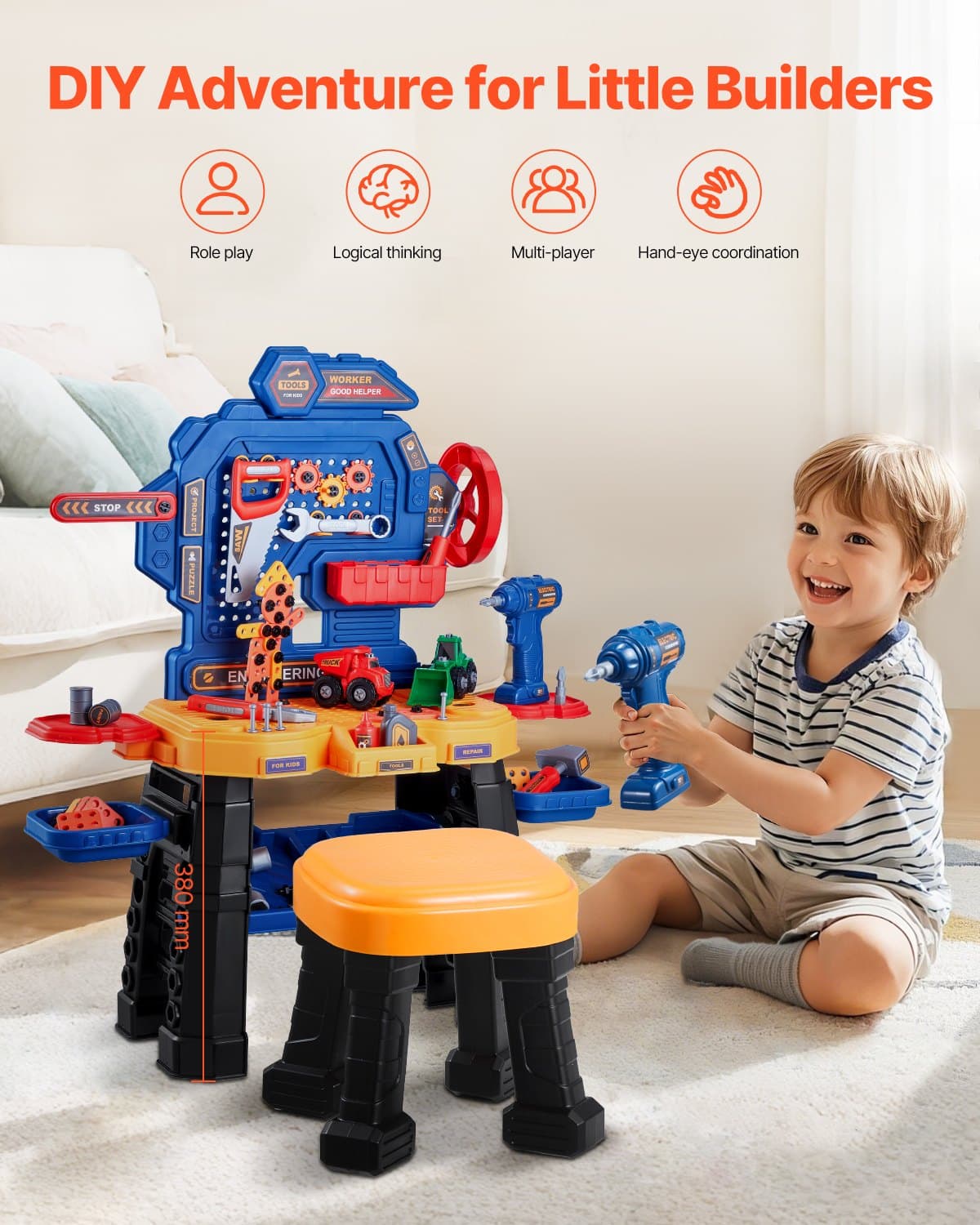 Établi enfant 181 pièces avec perceuse