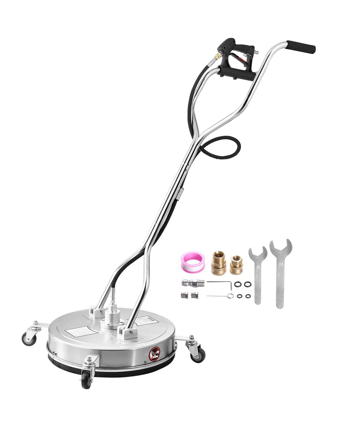 Pulitore per superfici a pressione in acciaio inox con 4 ruote