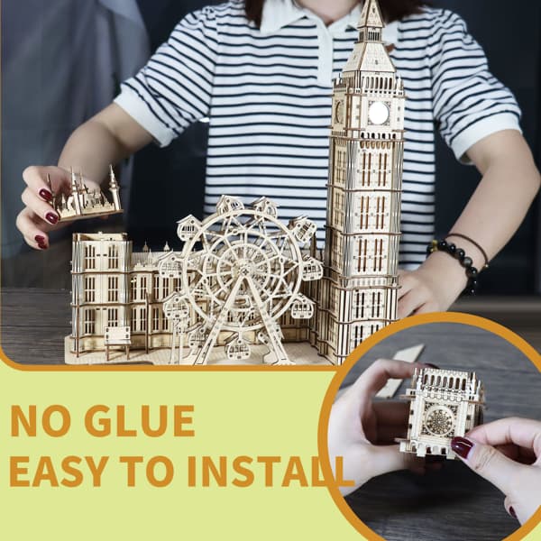 حشو 3D من الخشب، نموذج بيغ بن، مجموعات تجميع على المكتب، كتلة بناء DIY، هدية كريمة، زينة منزلية، للعائلة، هدية عيد الميلاد الفريدة