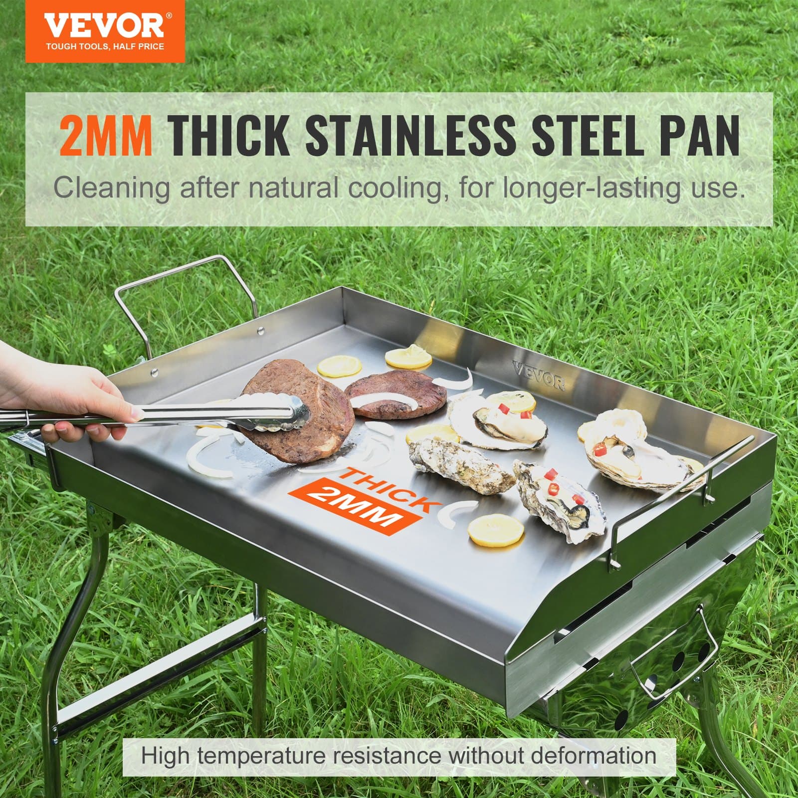 Universal Stainless Steel Grill Plate with Handle