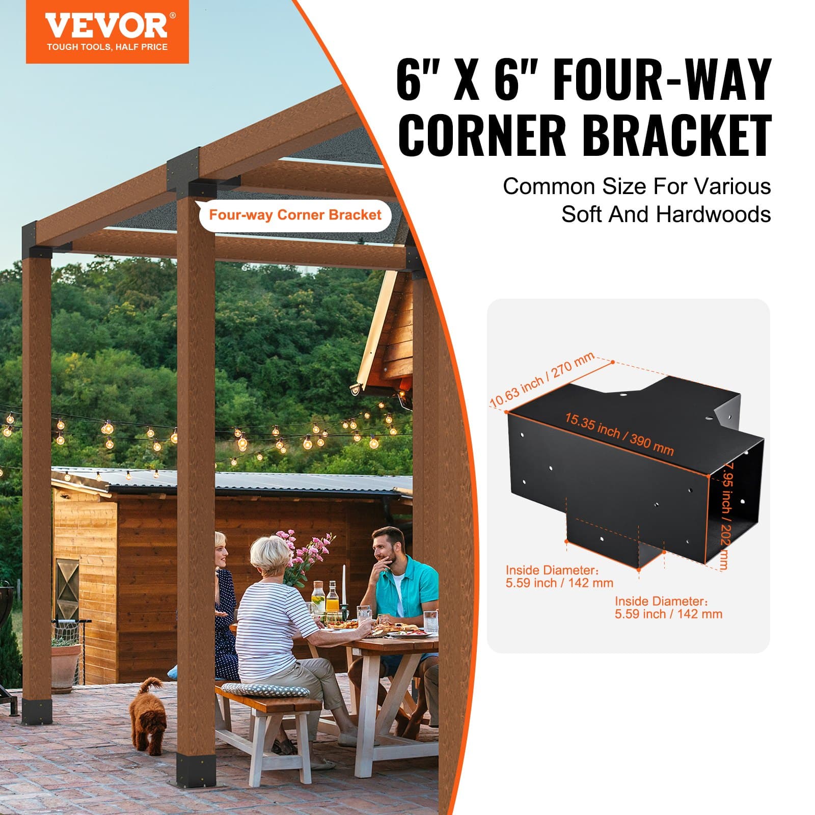 2-Pc Steel Post Connectors for Pergola Corners