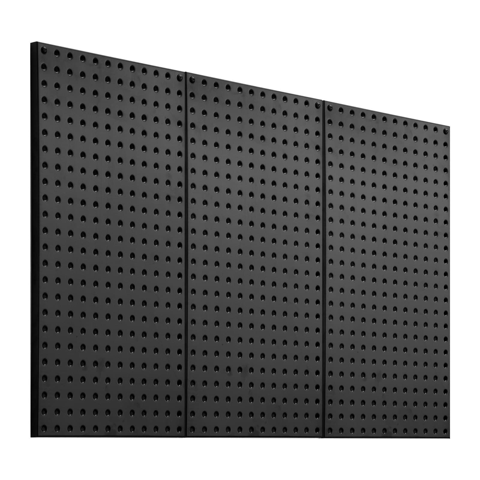 Pared de herramientas, 61 x 30 cm, juego de 3, acero perforado, negro