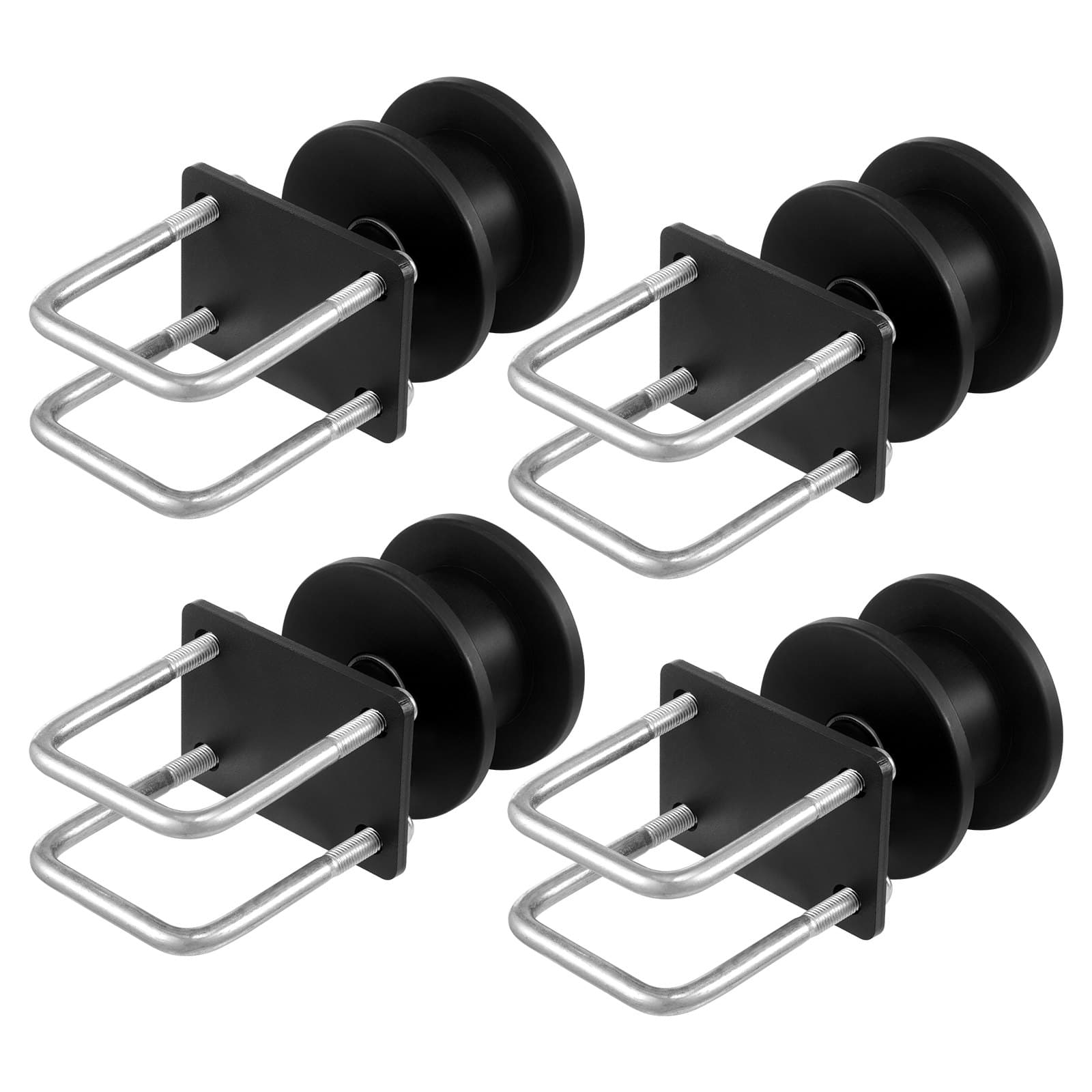 Schiebetor-Set 150 x 293,6 mm mit H-förmiger Radnut, Schwarz